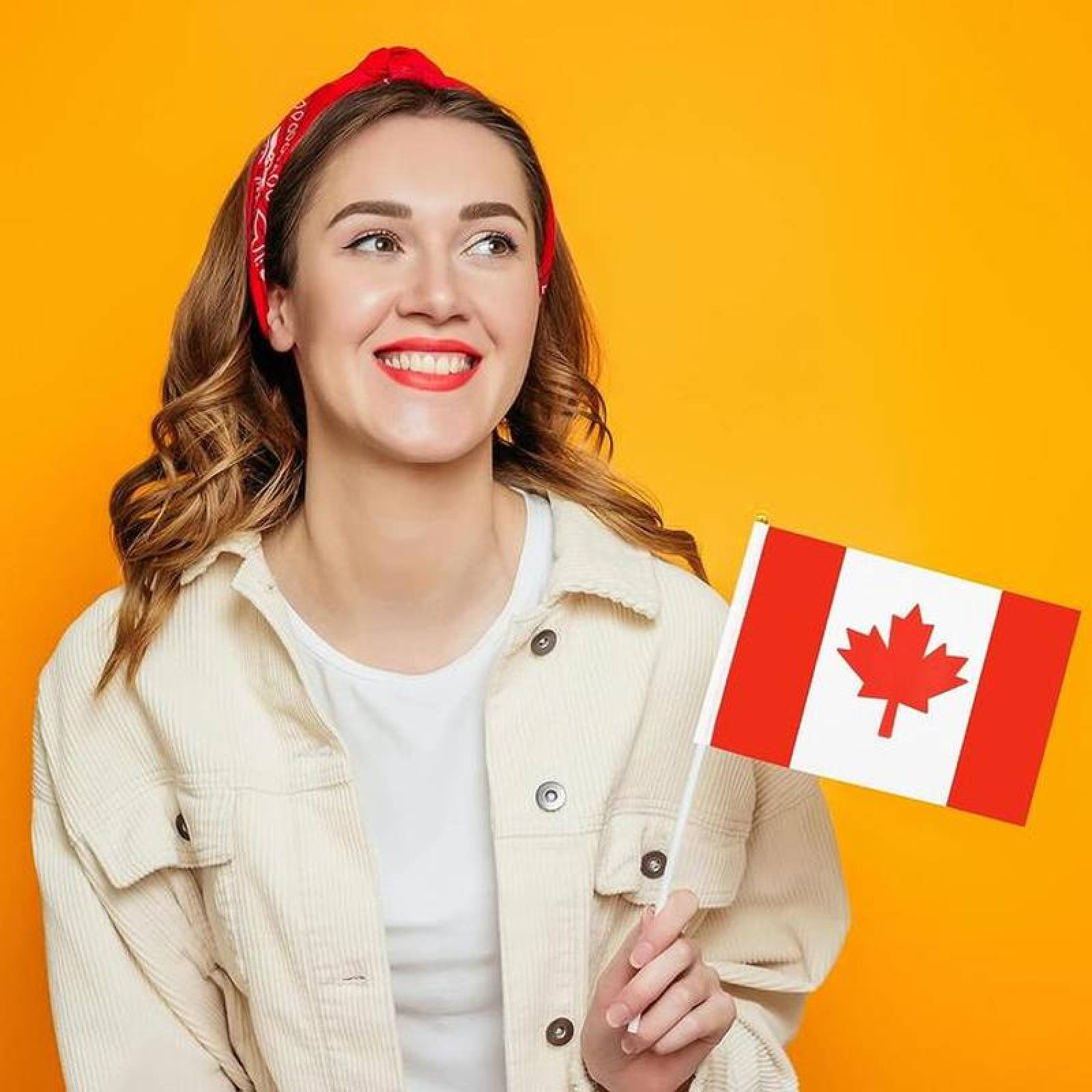 Bandera Canadiense MXCAF-002-3 10Pzas Canadá 14x21cm Tela Poliéster Asta Plástico, CAminiFlag