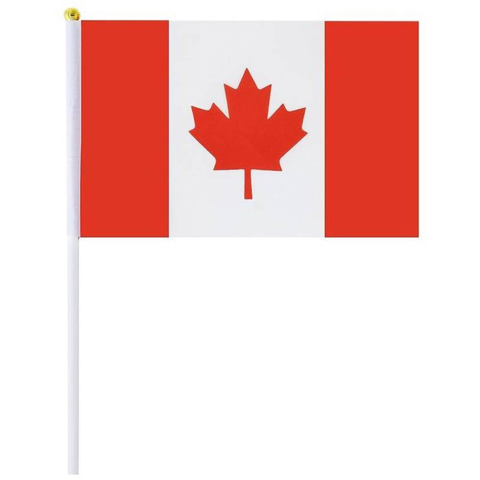 Bandera de Paises MXCAF-004-1 20Pzas Canadá 14x21cm Tela Poliéster Asta Plástico, CAminiFlag