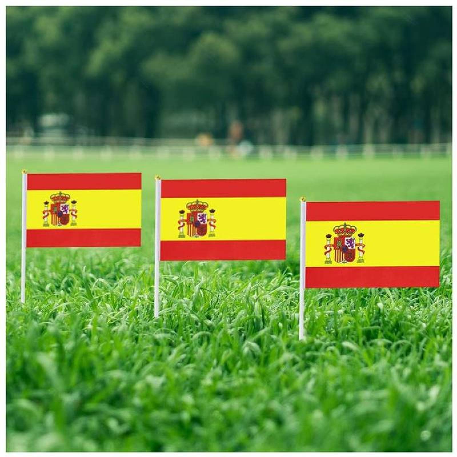 Bandera de Mini España MXEPG-001-3 5Pzas España 14x21cm Tela Poliéster Asta Plástico, ESminiFlag