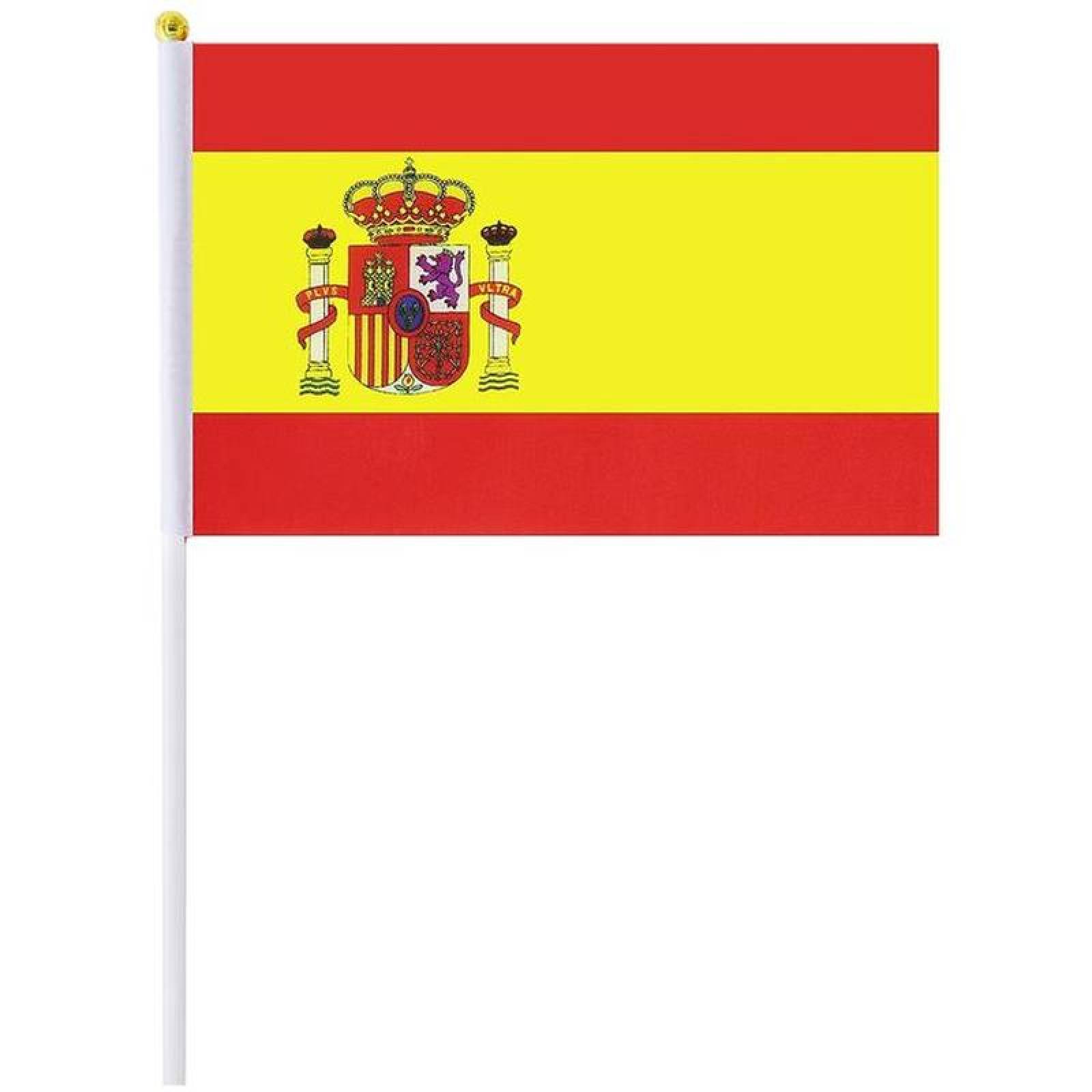 Banderas para Desfile MXEPG-005-3 25PzasEspaña 14x21cm Tela Poliéster Asta Plástico, ESminiFlag