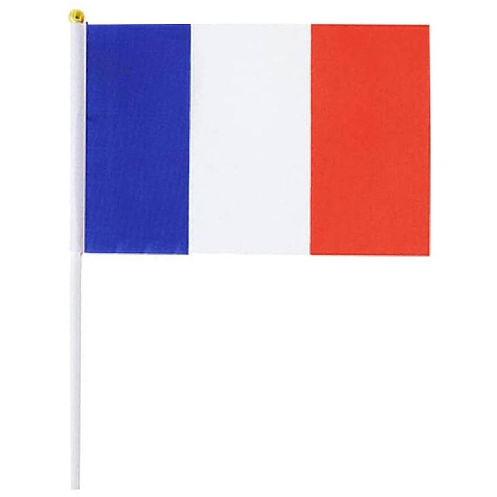 Mini Banderines de Paises MXFCG-003-2 15Pzas Francia 14x21cm Tela Poliéster Asta Plástico, FRminiFlag