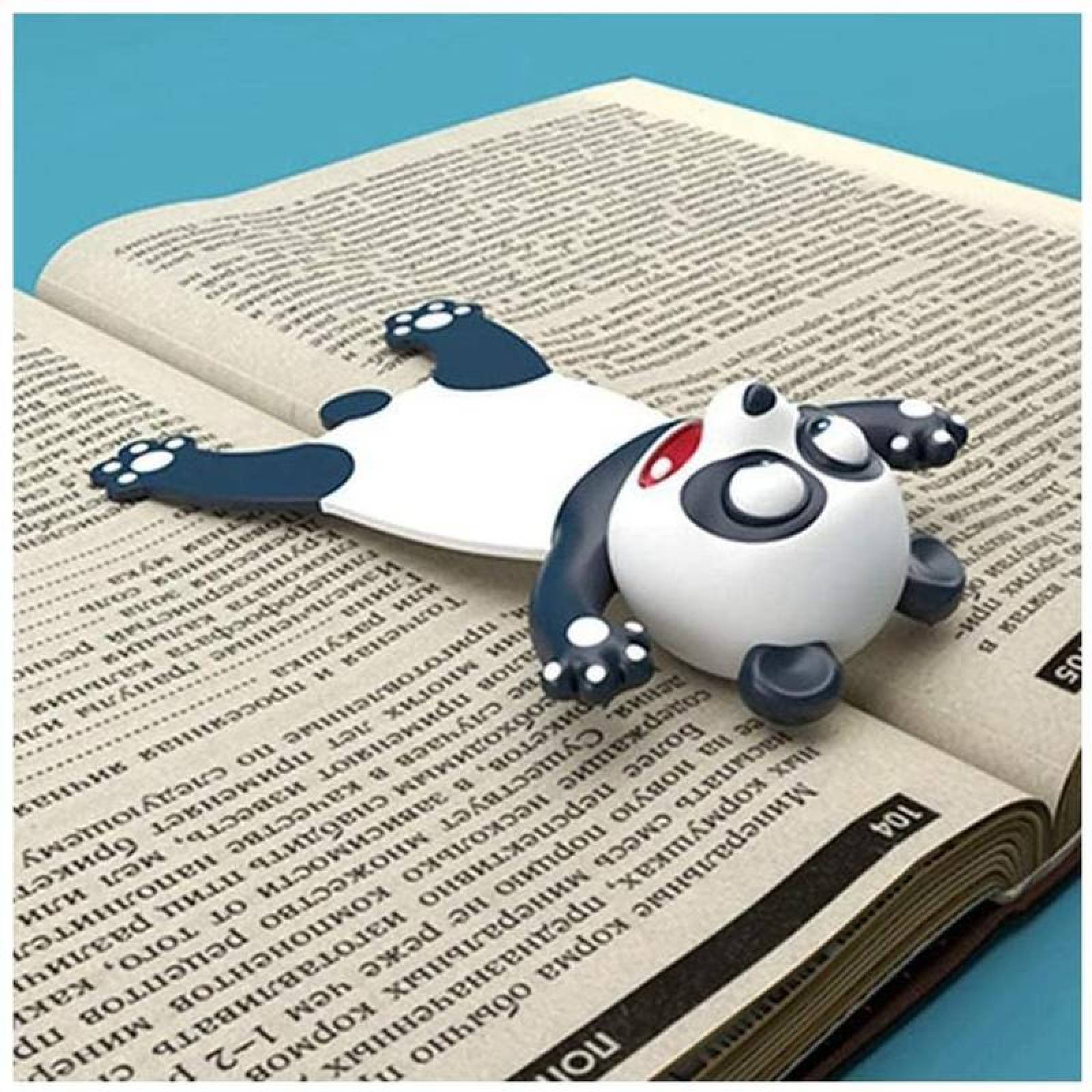 3D Separadores de Libros MXCND-001-4 1Pza Panda Longitud 7,3cm PVC BlancoNegro, CartoonMarkPanda