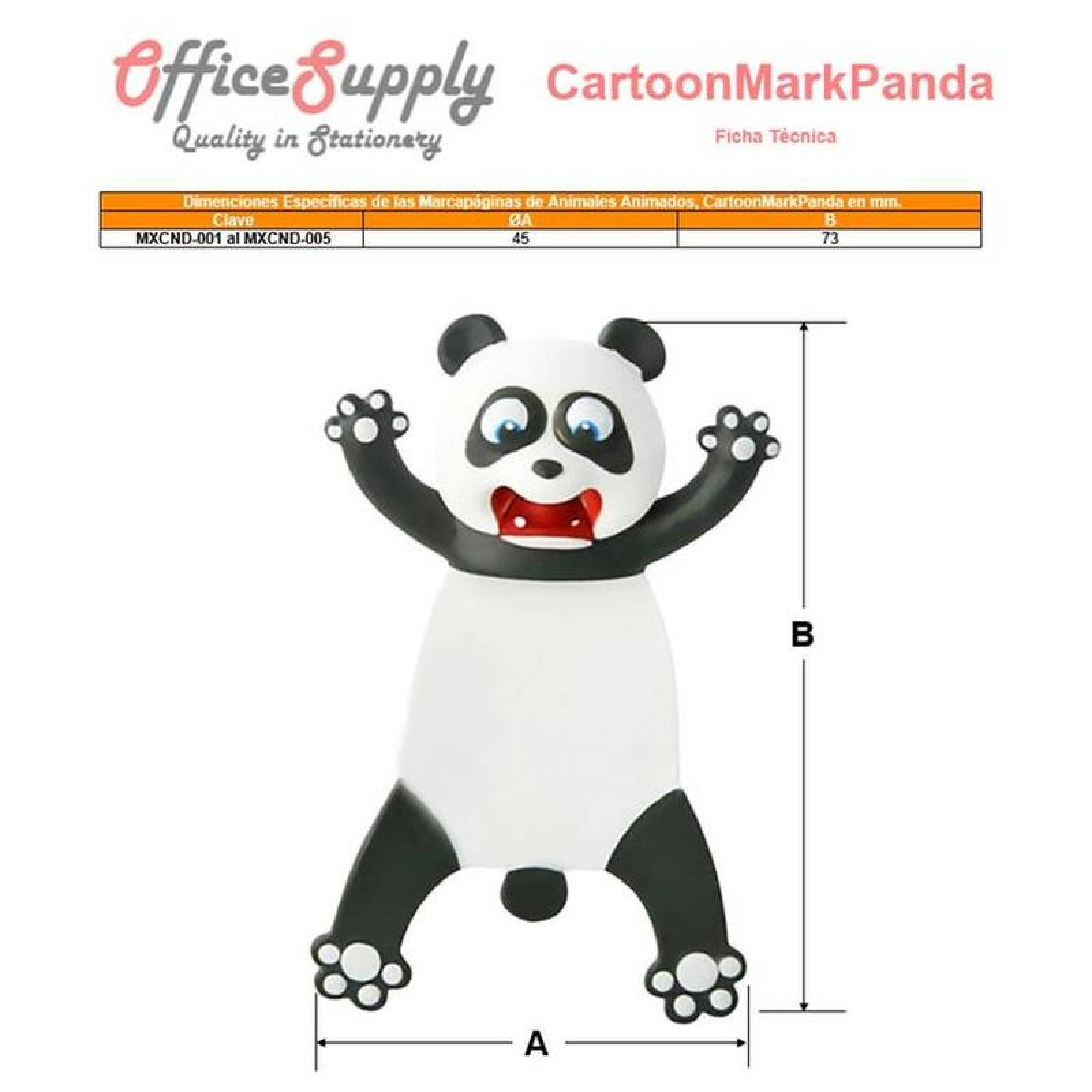 3D Separadores de Libros MXCND-001-4 1Pza Panda Longitud 7,3cm PVC BlancoNegro, CartoonMarkPanda