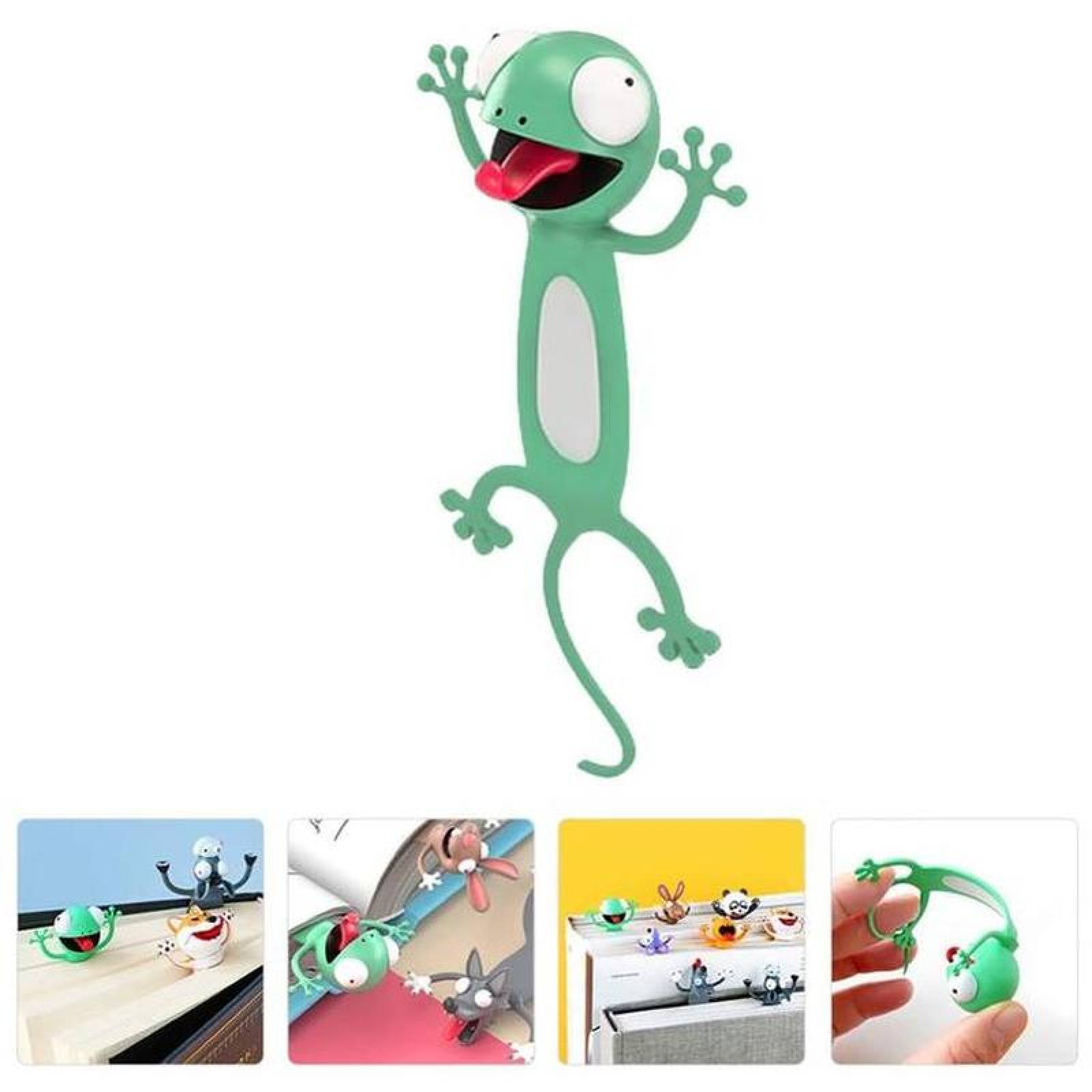 Cartoon Separador de Libros MXGEK-003-7 3Pzas Geco Longitud 10cm PVC Verde, CartoonMarkGecko