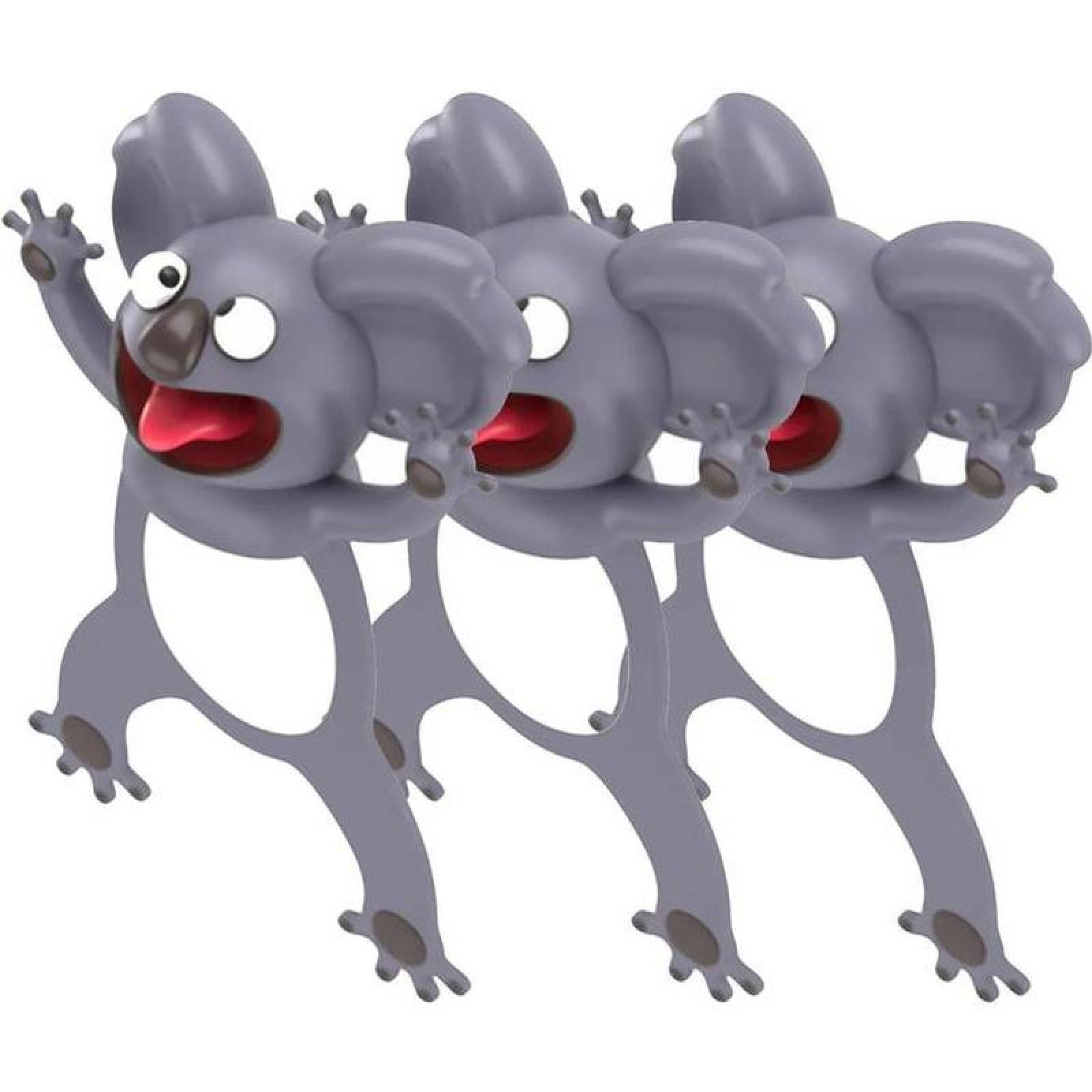 Marcapáginas Bonitos MXKOA-003-6 3Pzas Koala Longitud 7,8cm PVC Gris, CartoonMarkKoala