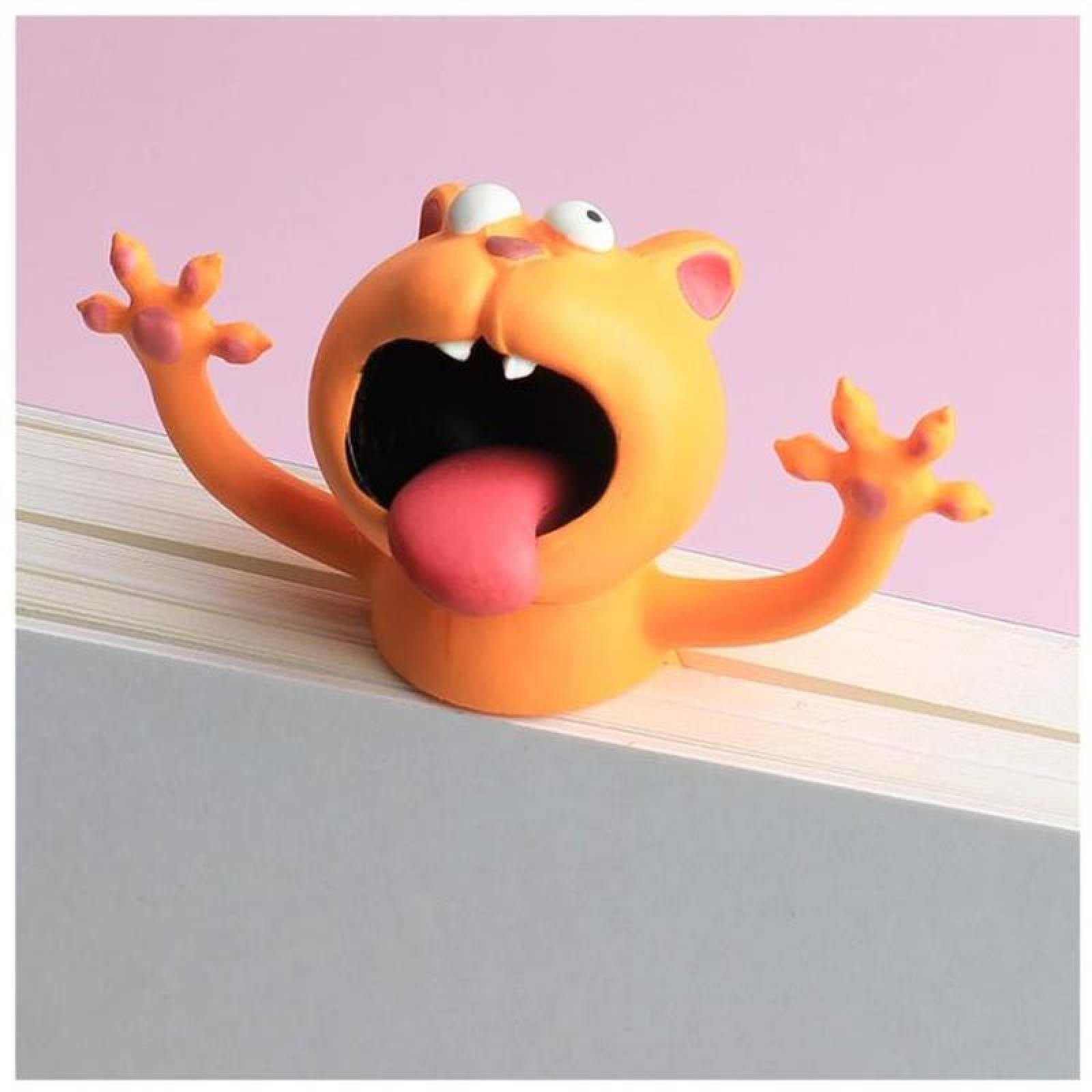 Marcapáginas 3D MXOAK-001-8 1Pza Gato Longitud 10cm PVC Naranja, CartoonMarkCat