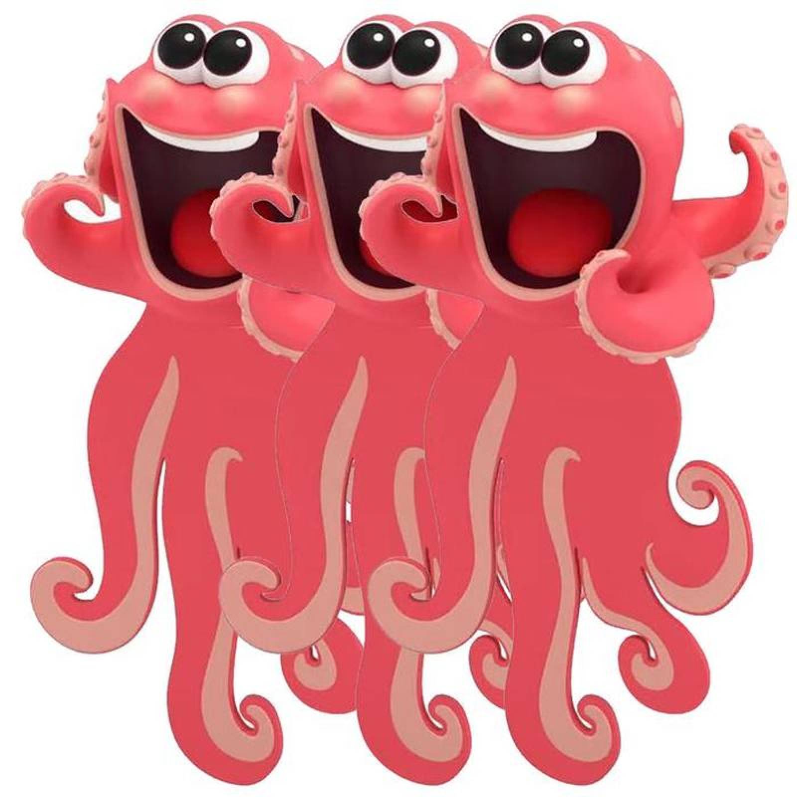 Portapáginas Divertidos MXOCP-003-6 3Pzas Pulpo Longitud 9,2cm PVC Rojo, CartoonMarkOctopus