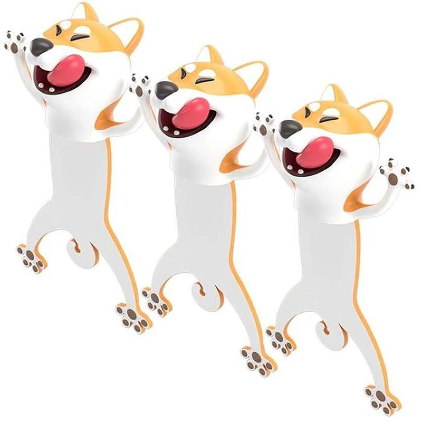 Marcadores de Libros en 3D MXSHI-003-3 3Pzas Shiba Inu Longitud 7,3cm PVC NaranjaBlanco, CartoonMarkshiba