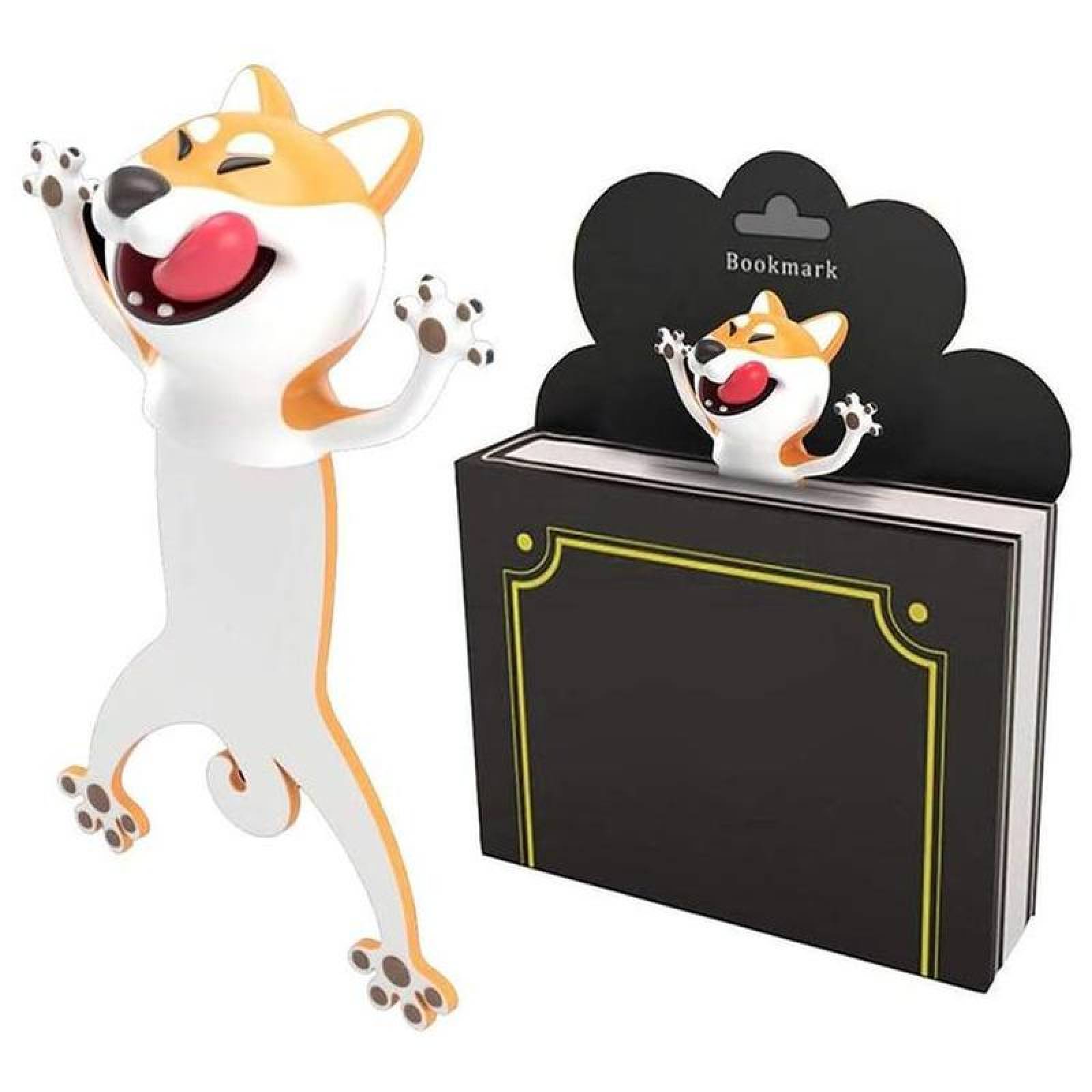 Marcadores de Libros en 3D MXSHI-003-3 3Pzas Shiba Inu Longitud 7,3cm PVC NaranjaBlanco, CartoonMarkshiba