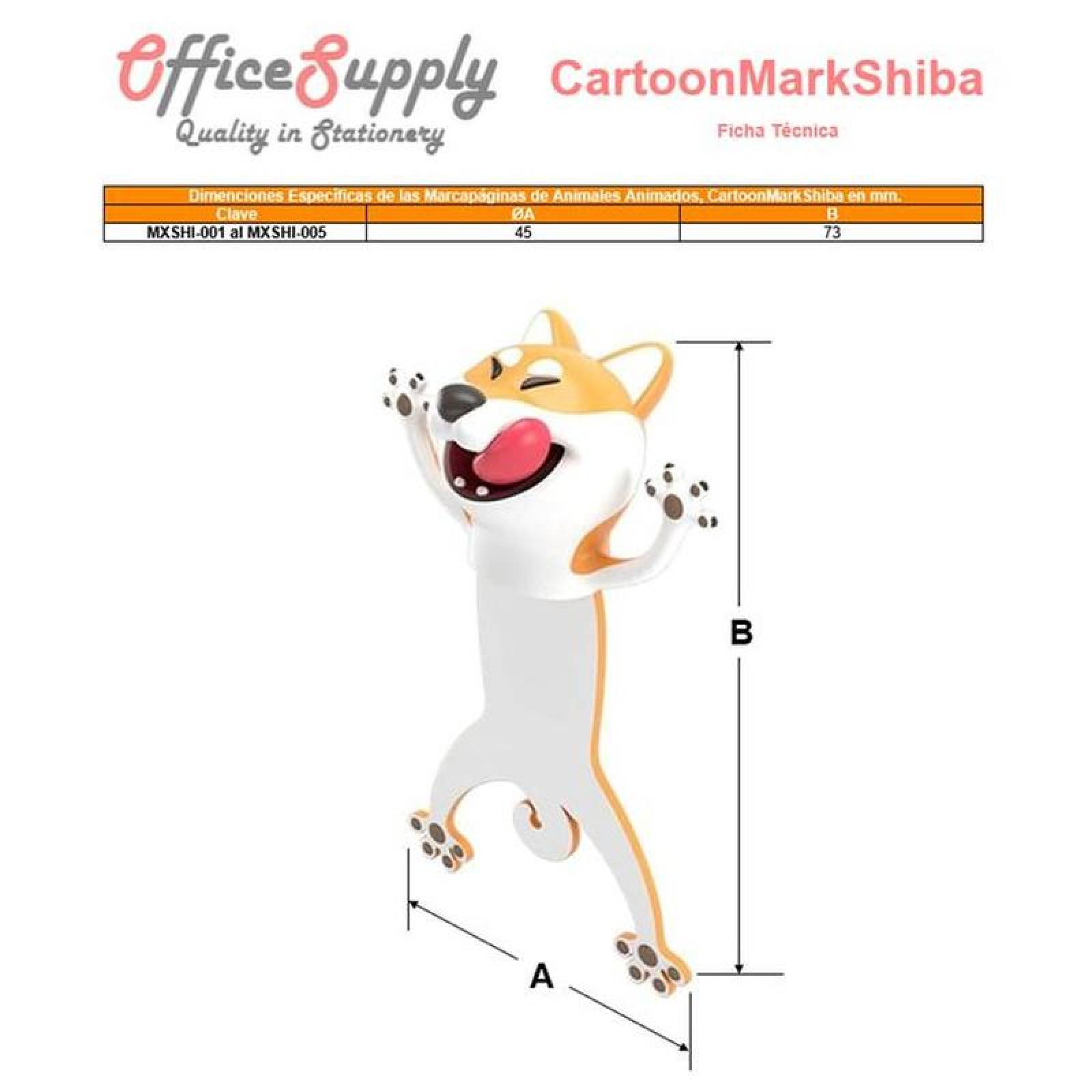 Marcadores de Libros en 3D MXSHI-003-3 3Pzas Shiba Inu Longitud 7,3cm PVC NaranjaBlanco, CartoonMarkshiba