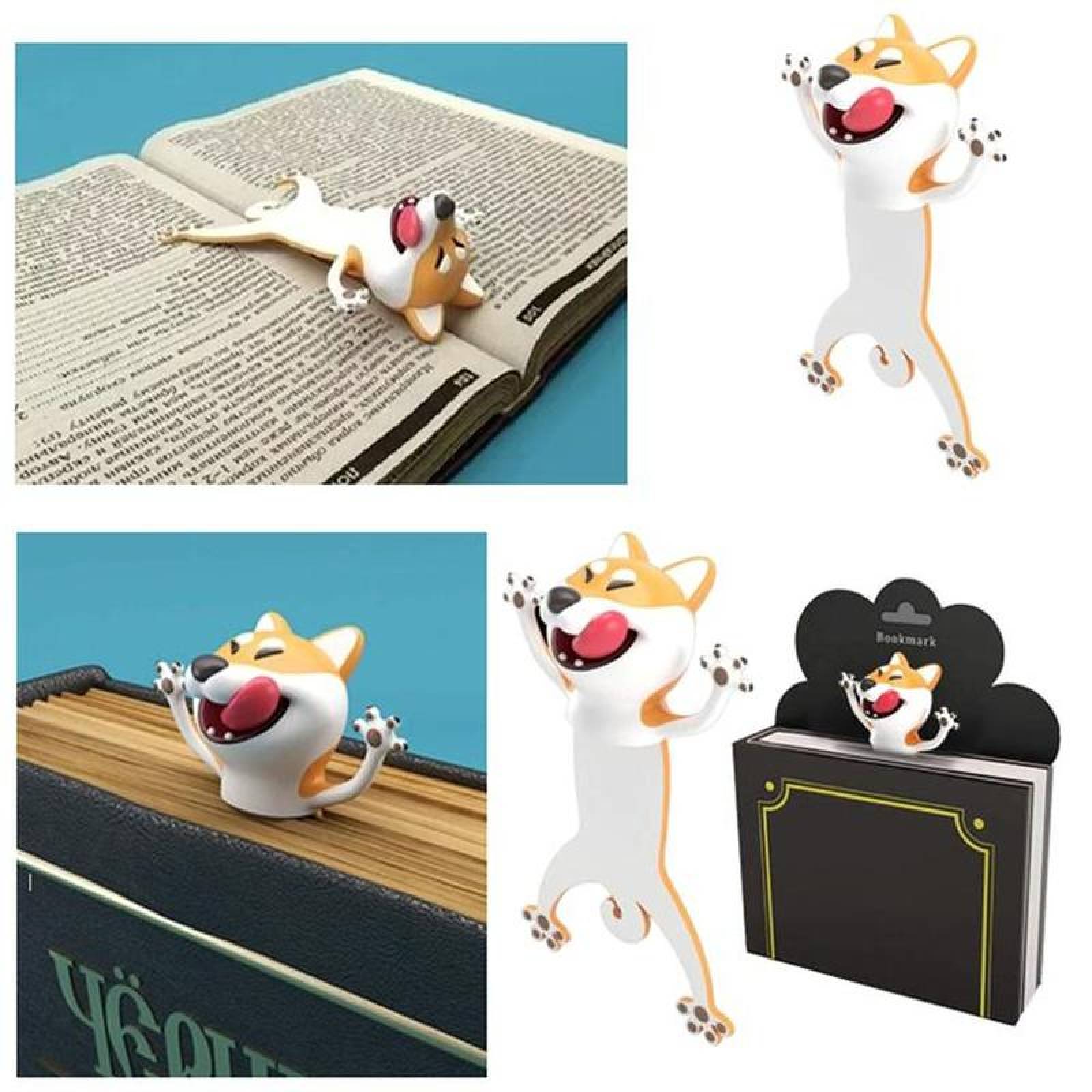 Marcadores de Libros en 3D MXSHI-003-3 3Pzas Shiba Inu Longitud 7,3cm PVC NaranjaBlanco, CartoonMarkshiba