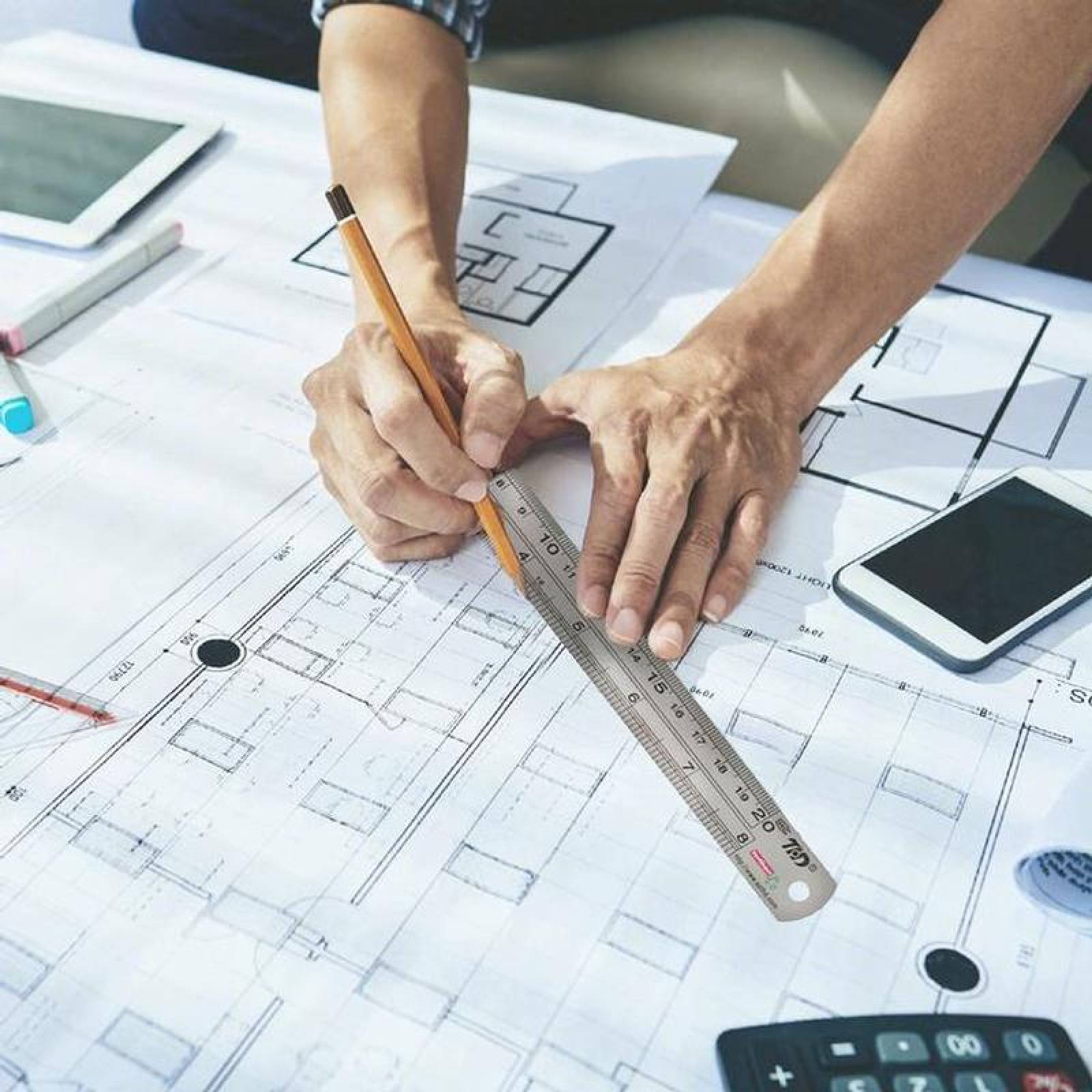 Regla métrica pequeña MXULE-002-1 2 Pzs 20cm Acero Inoxidable Gris, RulexPro20