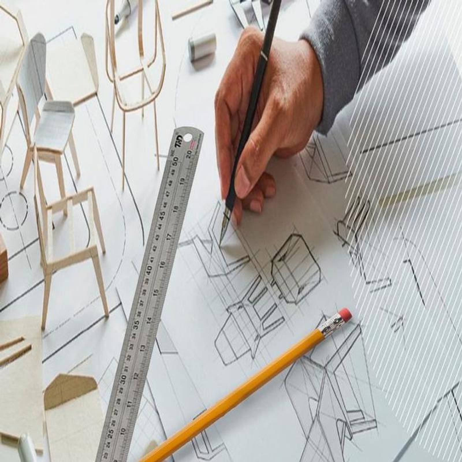 Regla graduada de 50 centímetros MXULO-003-4 3 Pzs 50cm Acero Inoxidable Gris, RulexPro50