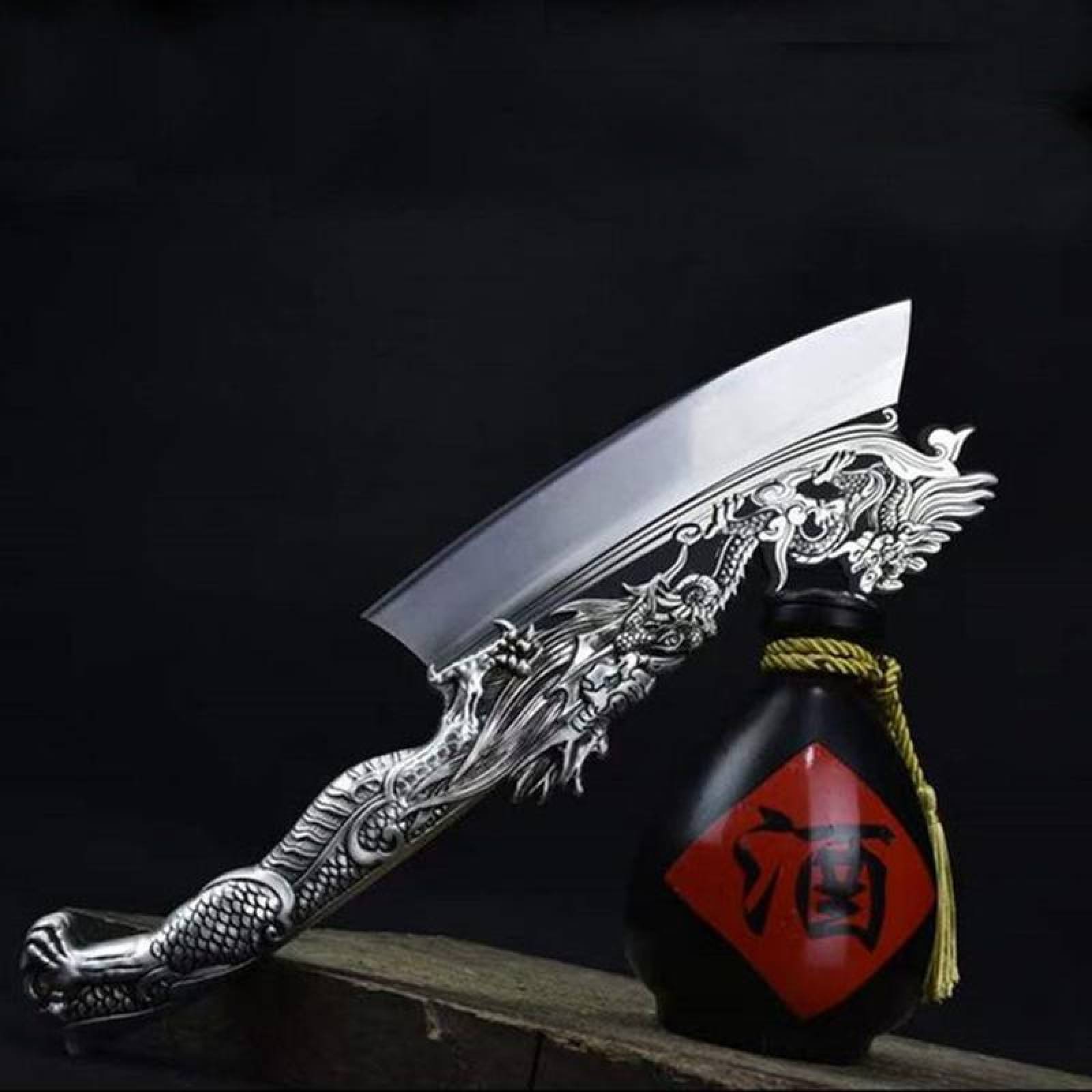 Cuchillo hoja afilada MXLDB-001-4 1 Pza 36,7cm Acero Inoxidable Grabado Dragon Cuchillo DragonBlade