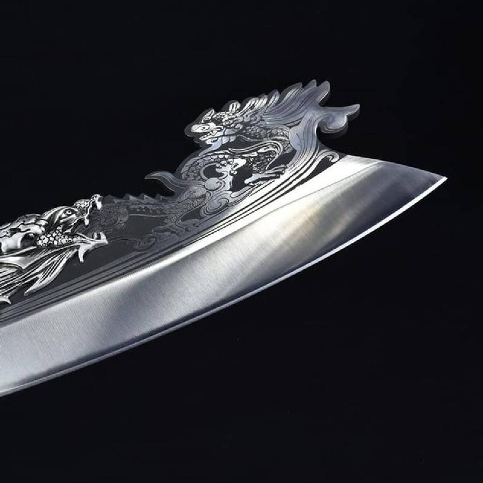 Cuchillo hoja afilada MXLDB-001-4 1 Pza 36,7cm Acero Inoxidable Grabado Dragon Cuchillo DragonBlade