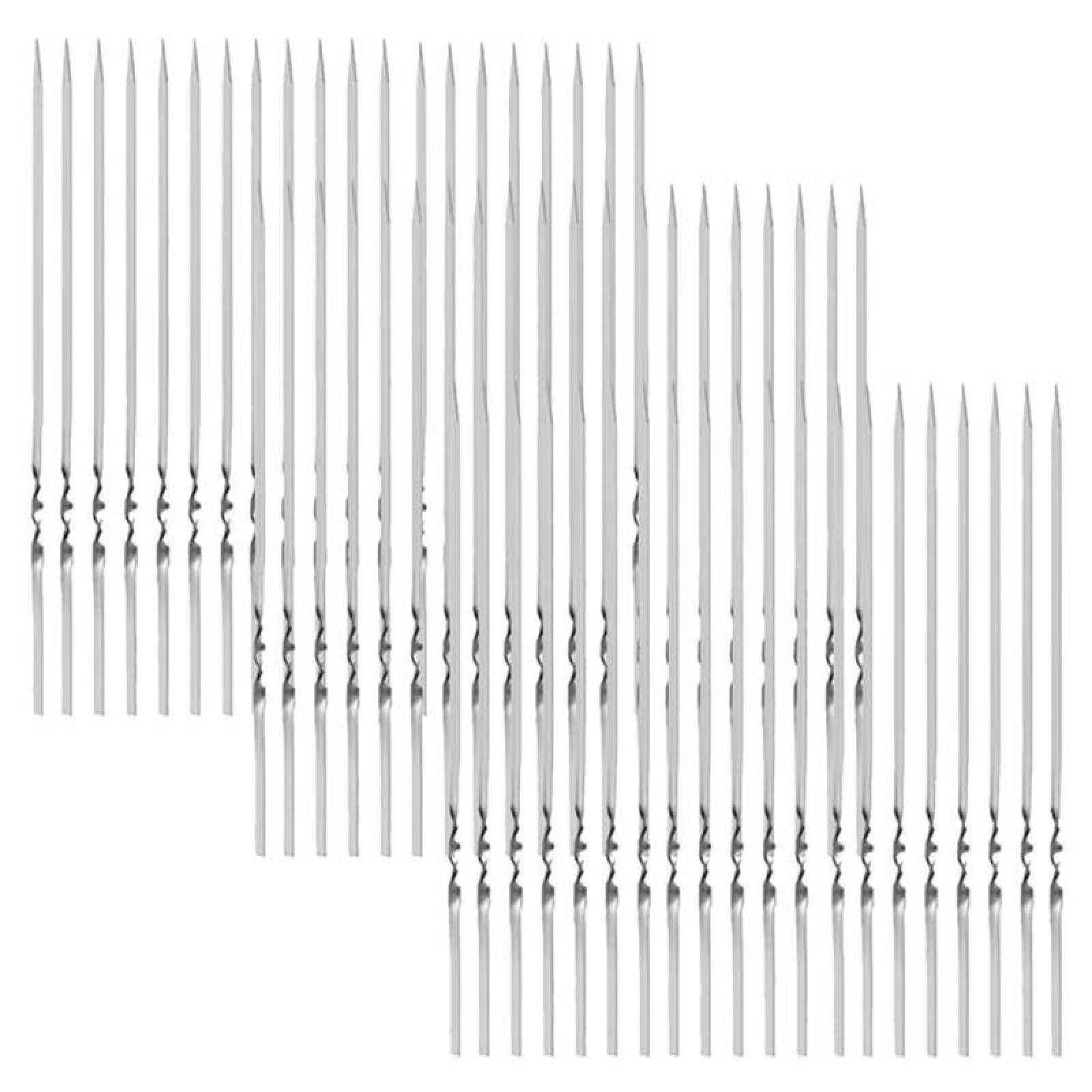 Aguja Plana Pinchos MXRLG-003-3 60Pzas 35cm Plata Acero Inoxidable Brochetas para Azar, BrochGrill