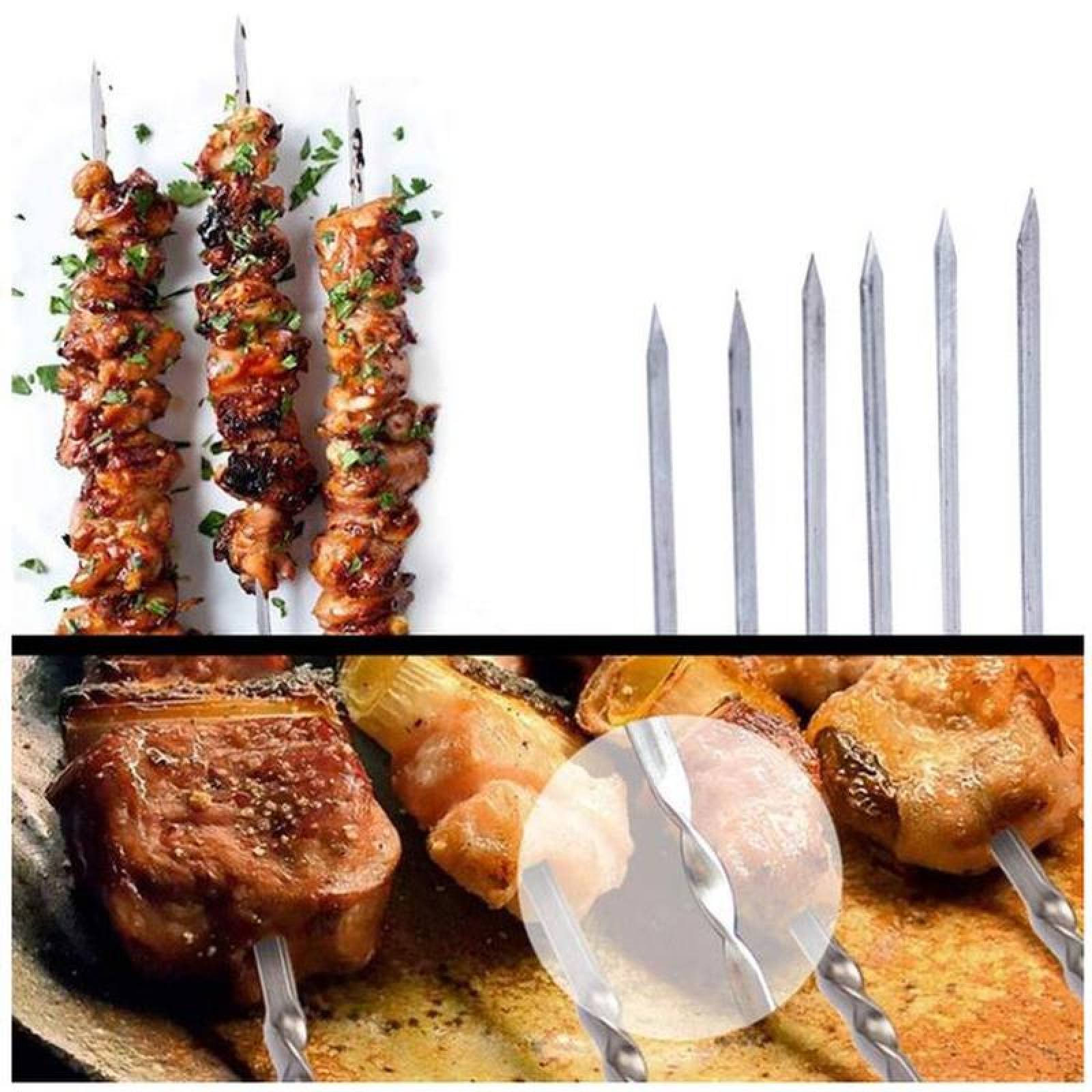 Aguja Plana Pinchos MXRLG-003-3 60Pzas 35cm Plata Acero Inoxidable Brochetas para Azar, BrochGrill