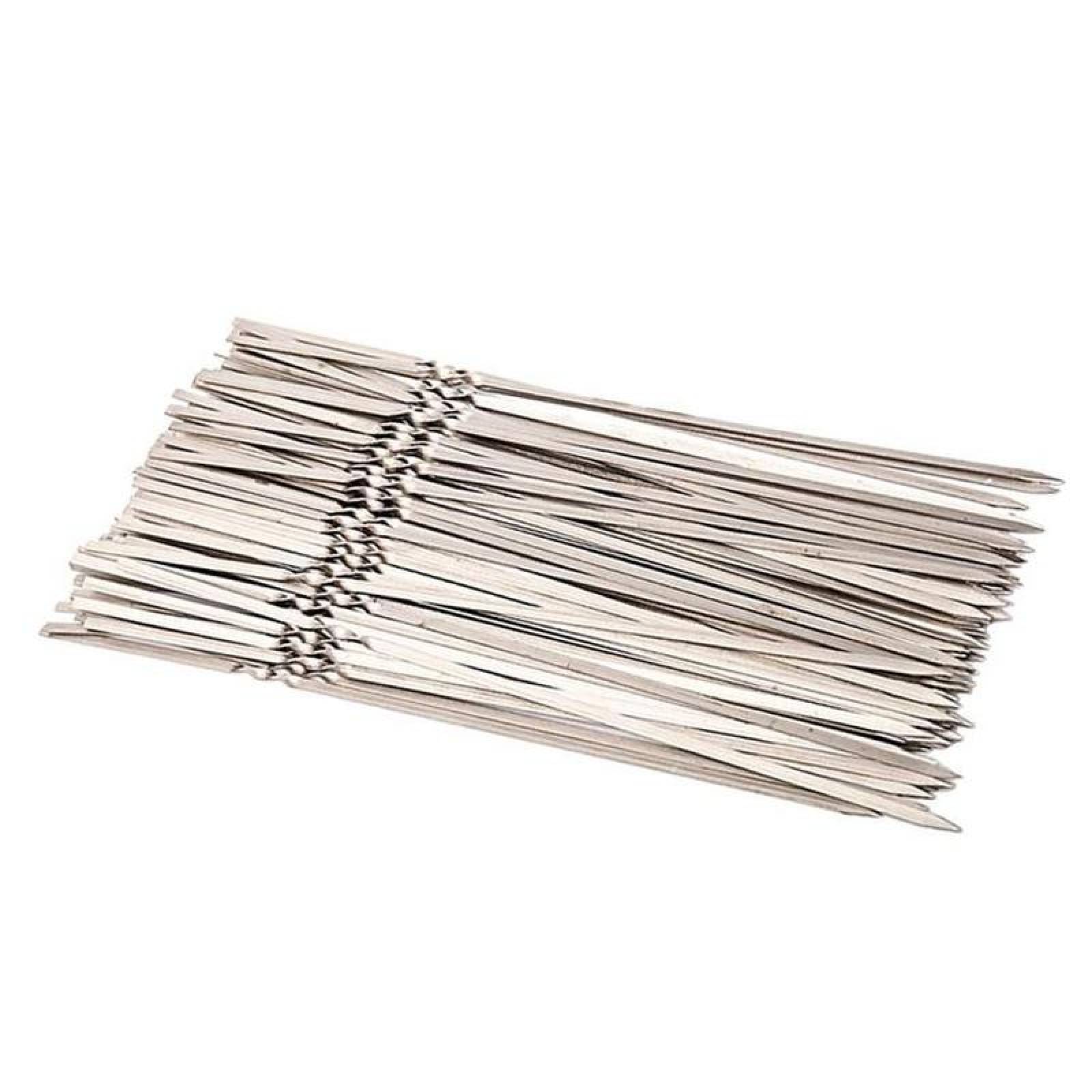 Pinchos para Verduras MXRLG-005-5 100Pzas 35cm Plata Acero Inoxidable Brochetas para Azar, BrochGrill