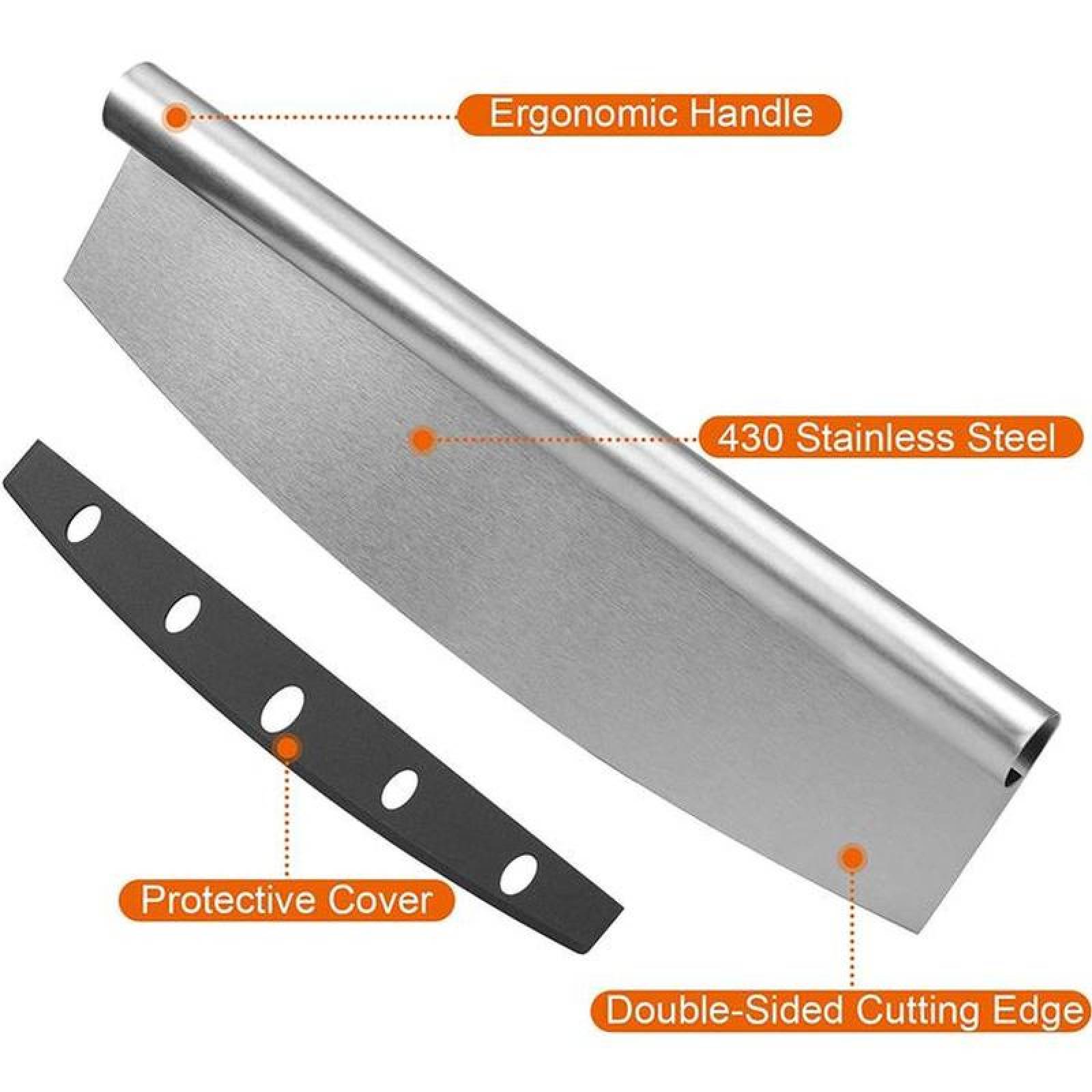 Corta Pizza con Protector MXZNX-001-8 1 Pza 30cm Acero Inoxidable Cortador, PizzaNox