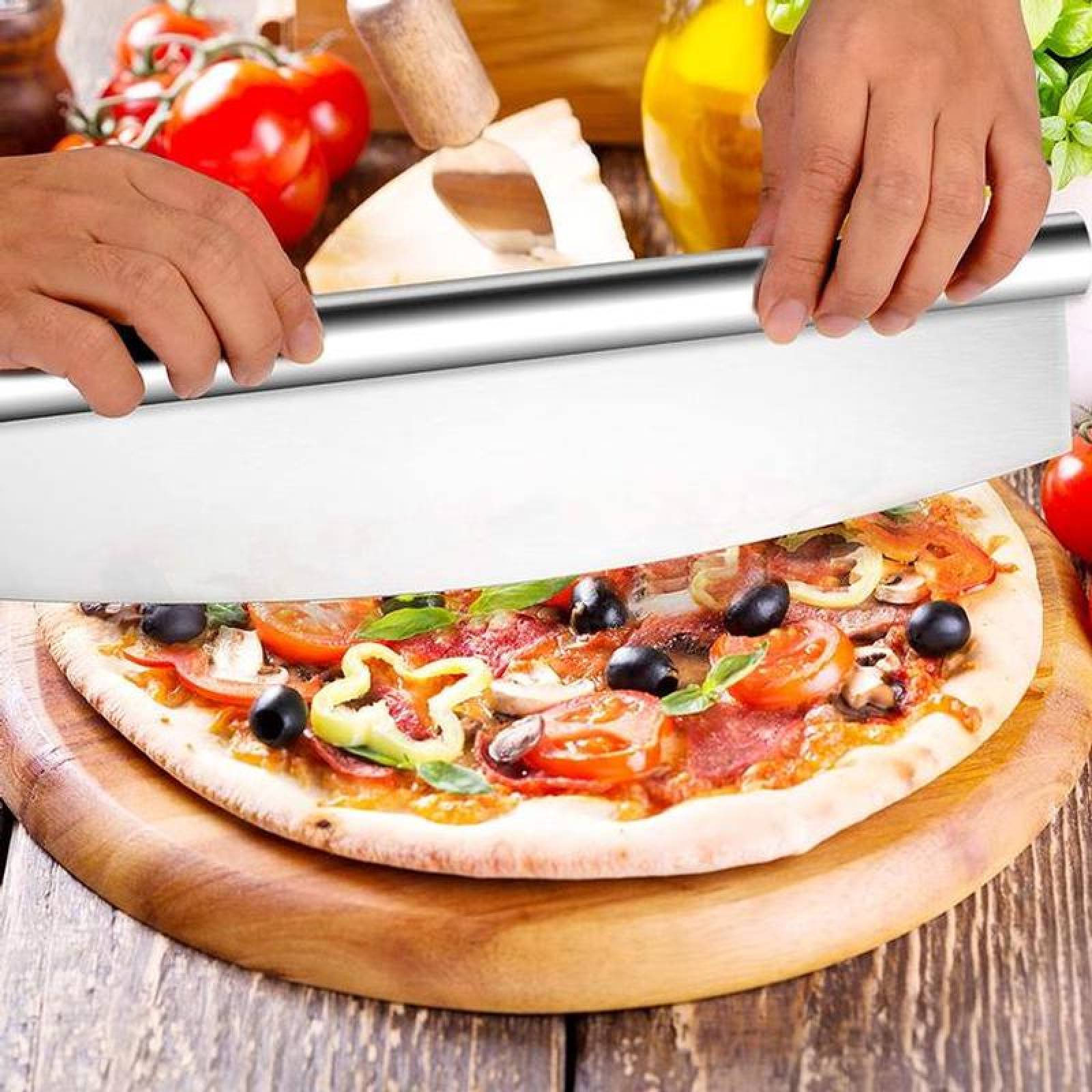 Corta Pizza con Protector MXZNX-001-8 1 Pza 30cm Acero Inoxidable Cortador, PizzaNox