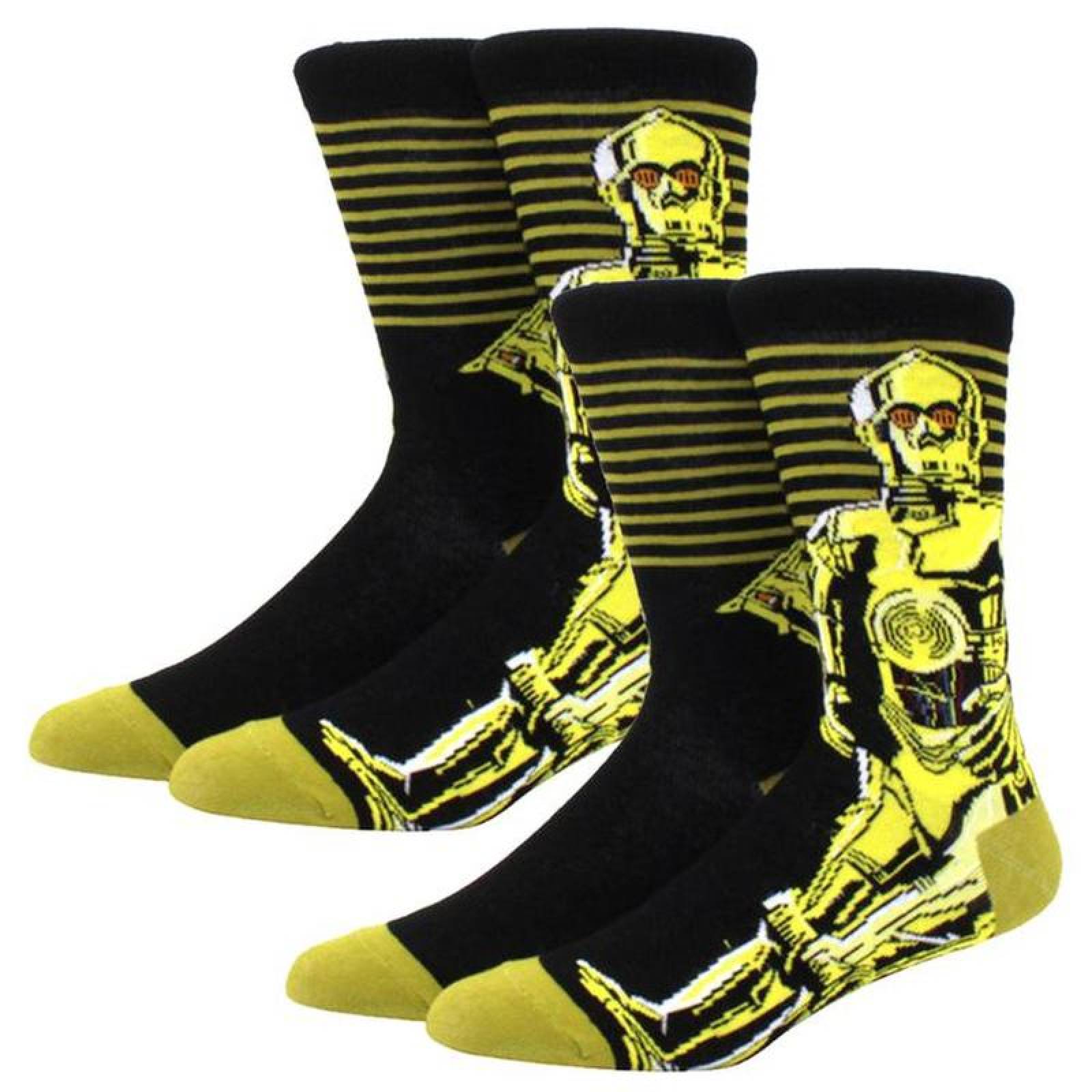 Par de Calcetines Divertidos MXKSA-002-6 2 Pares 6,5-10,5US C3PO Calcetines Tubo Medio Algodón, SockStarWar02