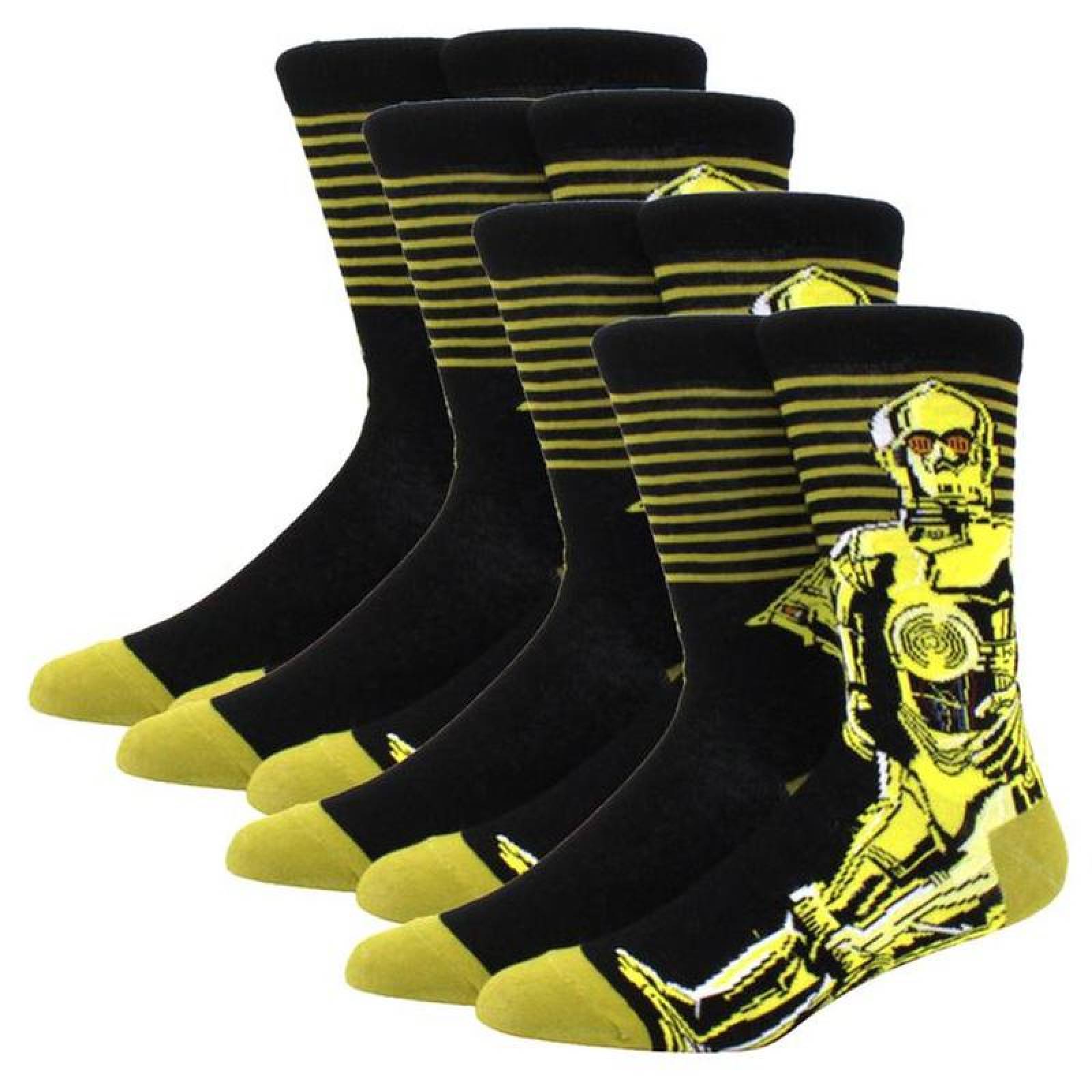 Calcetines Divertidos MXKSA-004-3 4 Pares 6,5-10,5US C3PO Calcetines Tubo Medio Algodón, SockStarWar02