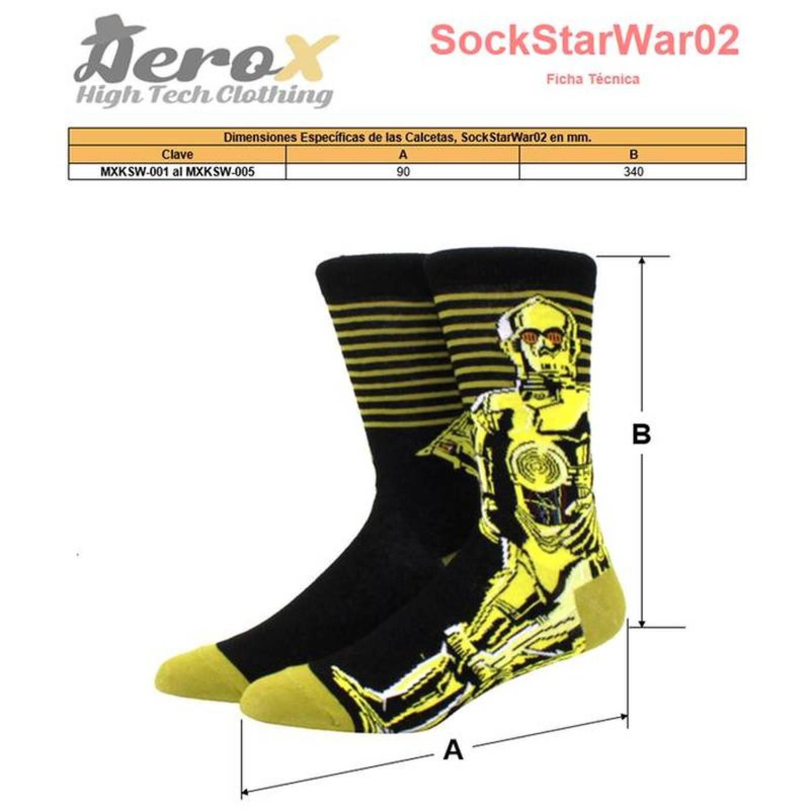 Calcetines Divertidos MXKSA-004-3 4 Pares 6,5-10,5US C3PO Calcetines Tubo Medio Algodón, SockStarWar02