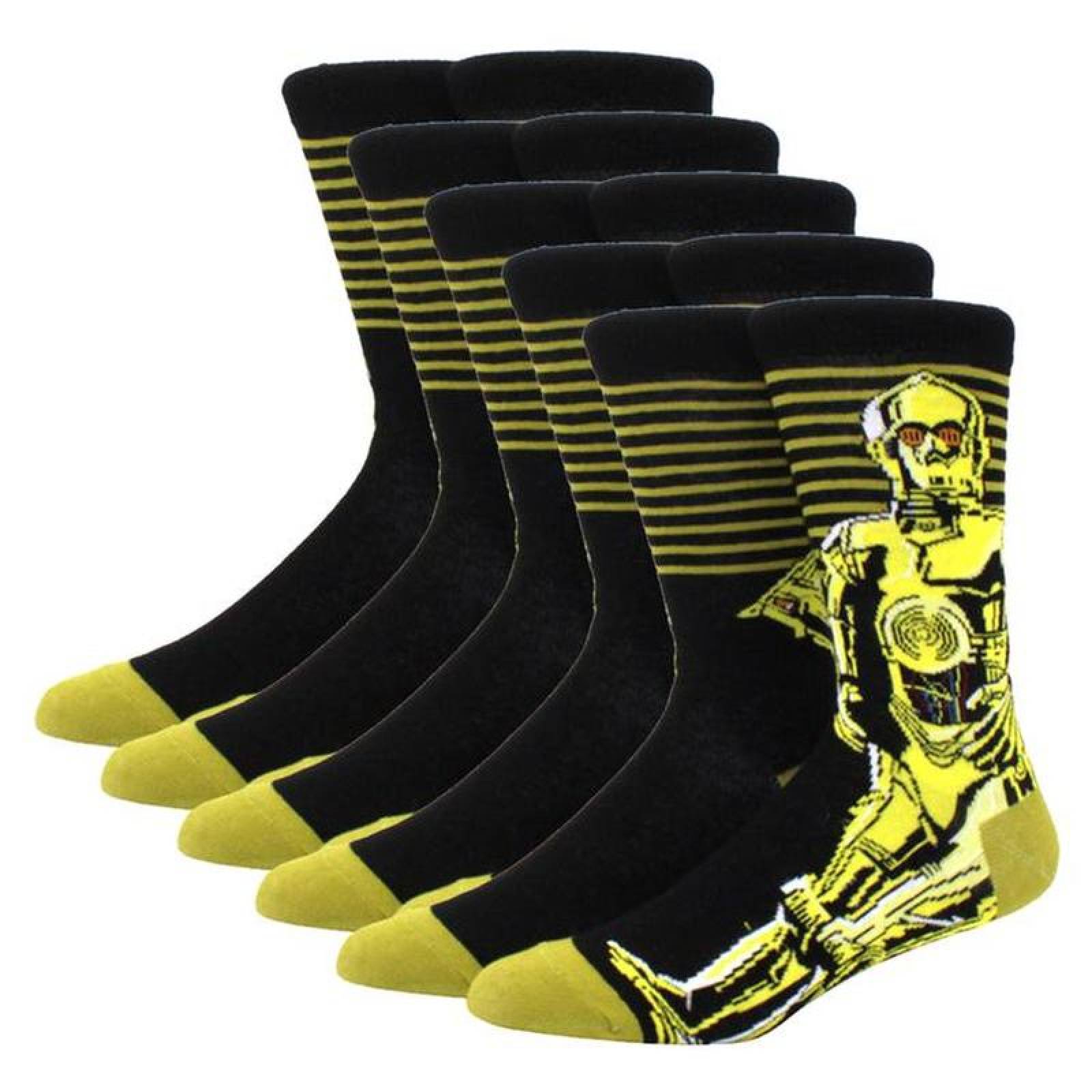 Calcetas de Personajes de Peliculas MXKSA-005-1 5 Pares 6,5-10,5US C3PO Calcetines Tubo Medio Algodón, SockStarWar02