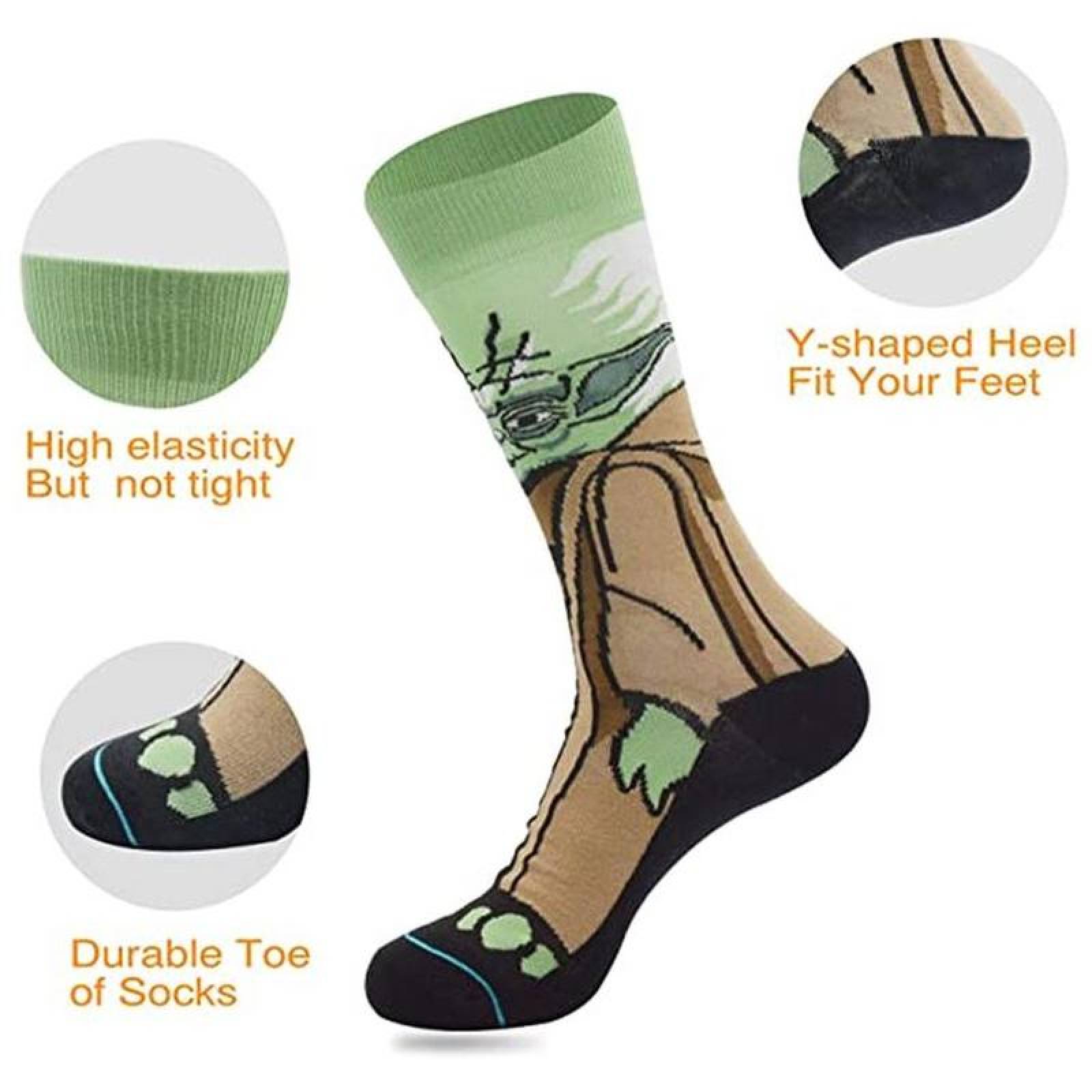 Calcetines Divertidos MXKSW-002-3 2 Pares 6,5-10,5US Yoda Calcetines Tubo Medio Algodón, SockStarWar01