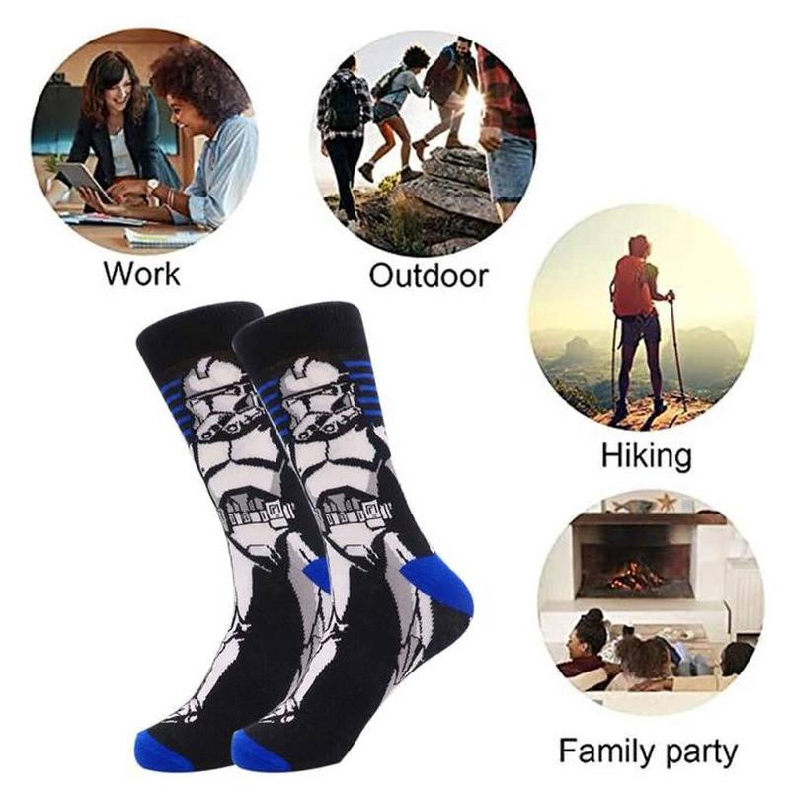 Calcetas Figuras de Peliculas MXKWA-002-5 2 Pares 6,5-10,5US Tropper Calcetines Tubo Medio Algodón, SockStarWar06