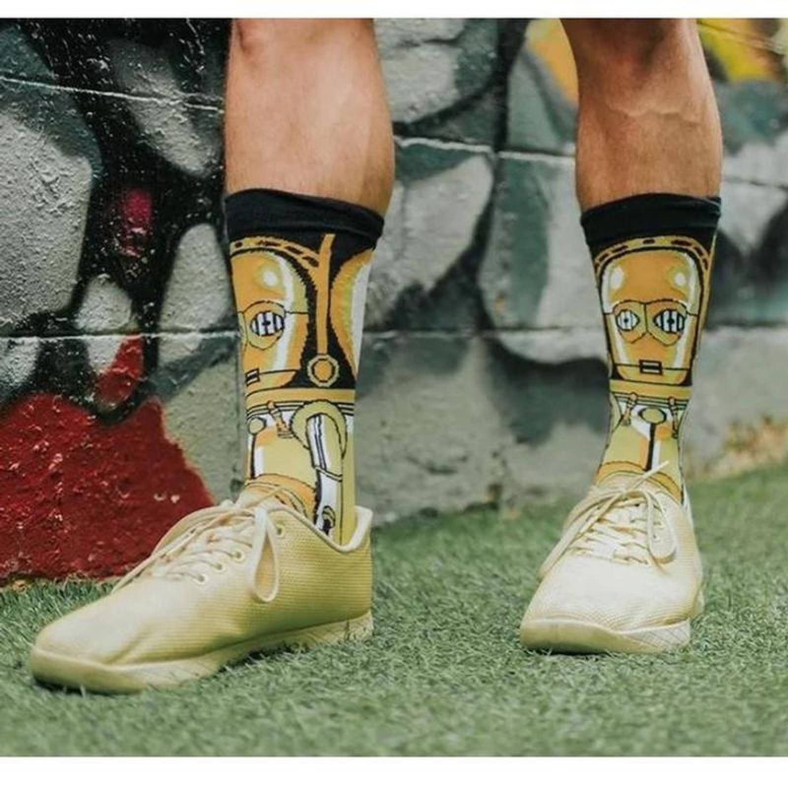 Diseños de Calcetines de Personaje MXKWR-001-1 1 Par 6,5-10,5US C3PO Calcetines Tubo Medio Algodón, SockStarWar03