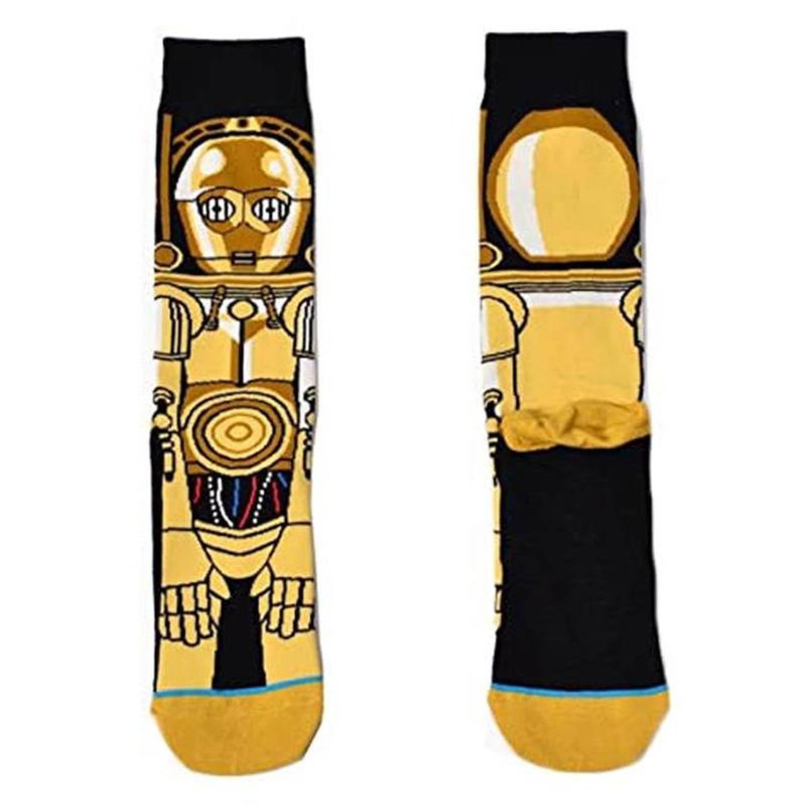 Diseños de Calcetines de Personaje MXKWR-001-1 1 Par 6,5-10,5US C3PO Calcetines Tubo Medio Algodón, SockStarWar03