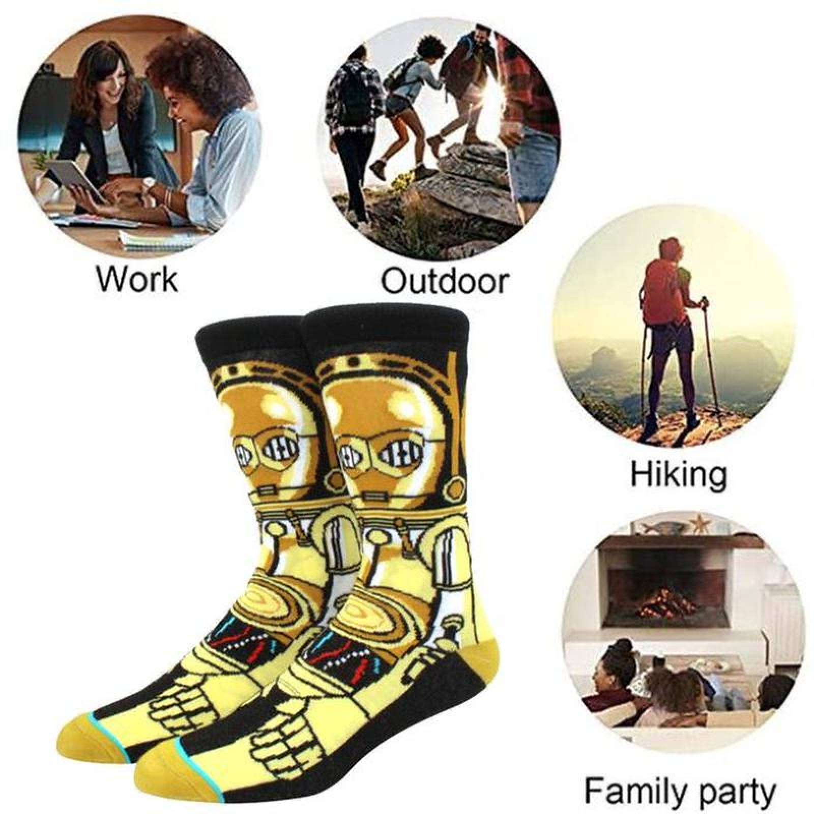 Diseños de Calcetines de Personaje MXKWR-001-1 1 Par 6,5-10,5US C3PO Calcetines Tubo Medio Algodón, SockStarWar03