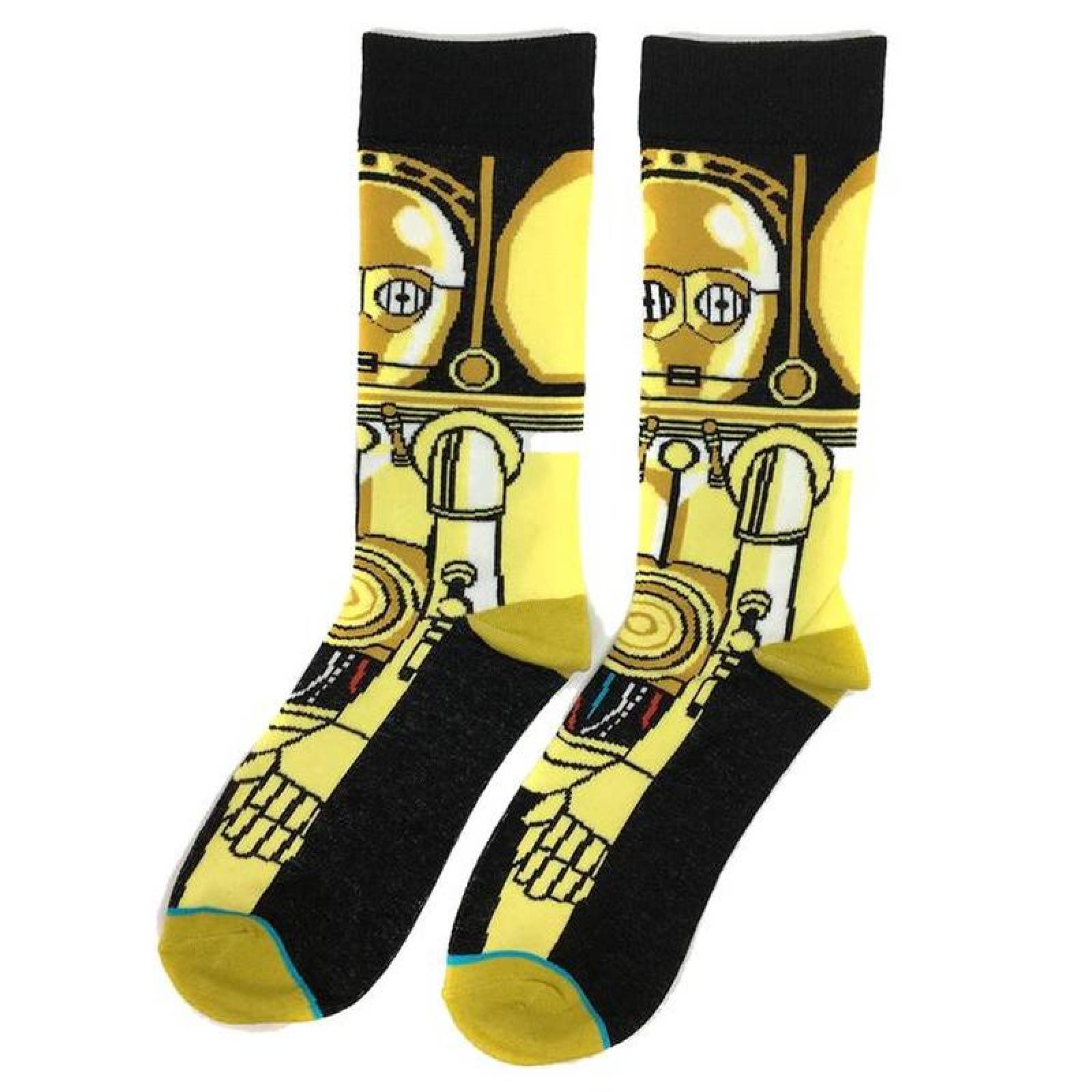 Calcetas de Personajes de Peliculas MXKWR-001-5 1 Par 6,5-10,5US C3PO Calcetines Tubo Medio Algodón, SockStarWar03
