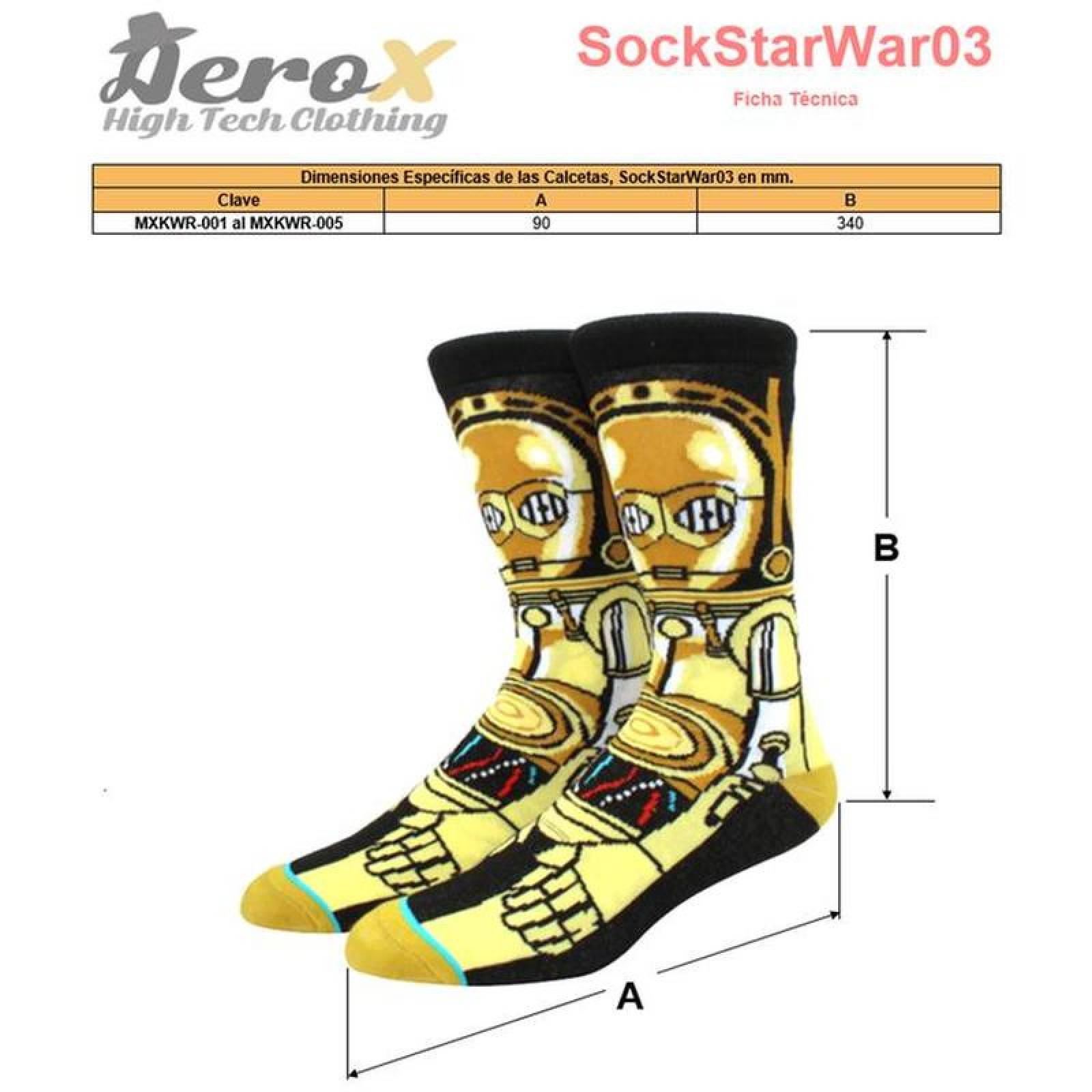 Calcetas de Personajes de Peliculas MXKWR-001-5 1 Par 6,5-10,5US C3PO Calcetines Tubo Medio Algodón, SockStarWar03