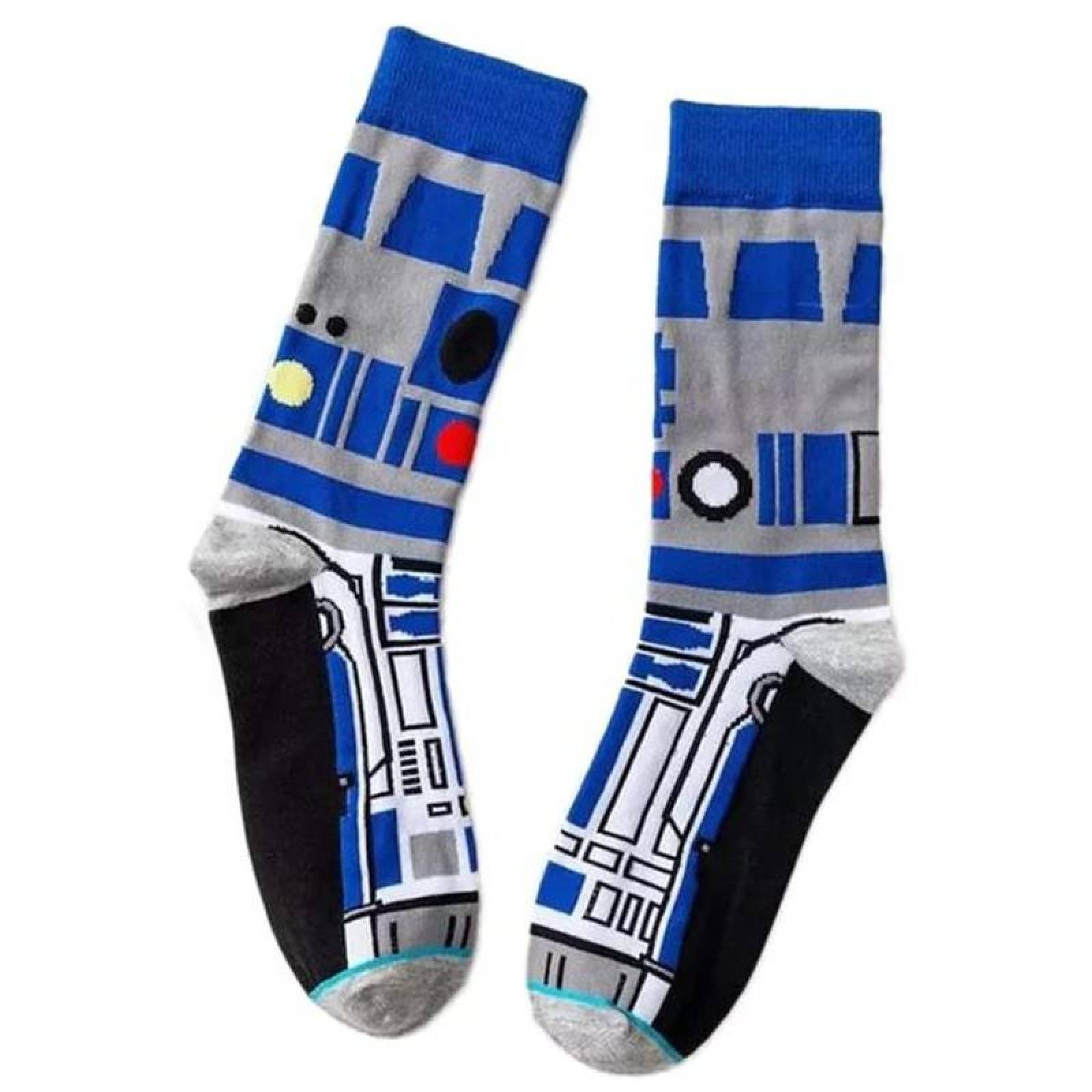 Medias Largas de Figuras Peliculas MXKWS-002-1 2 Pares 6,5-10,5US R2D2 Calcetines Tubo Medio Algodón, SockStarWar07