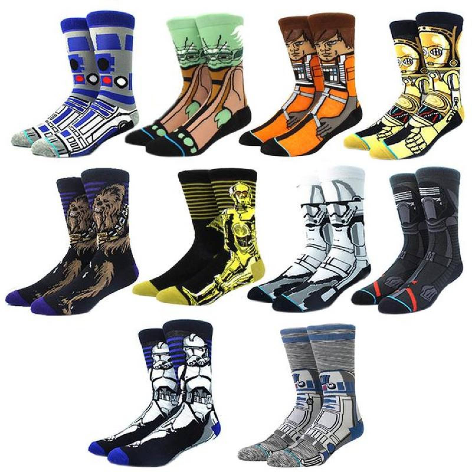 Calcetas de Star Wars MXKWS-003-6 3 Pares 6,5-10,5US R2D2 Calcetines Tubo Medio Algodón, SockStarWar07