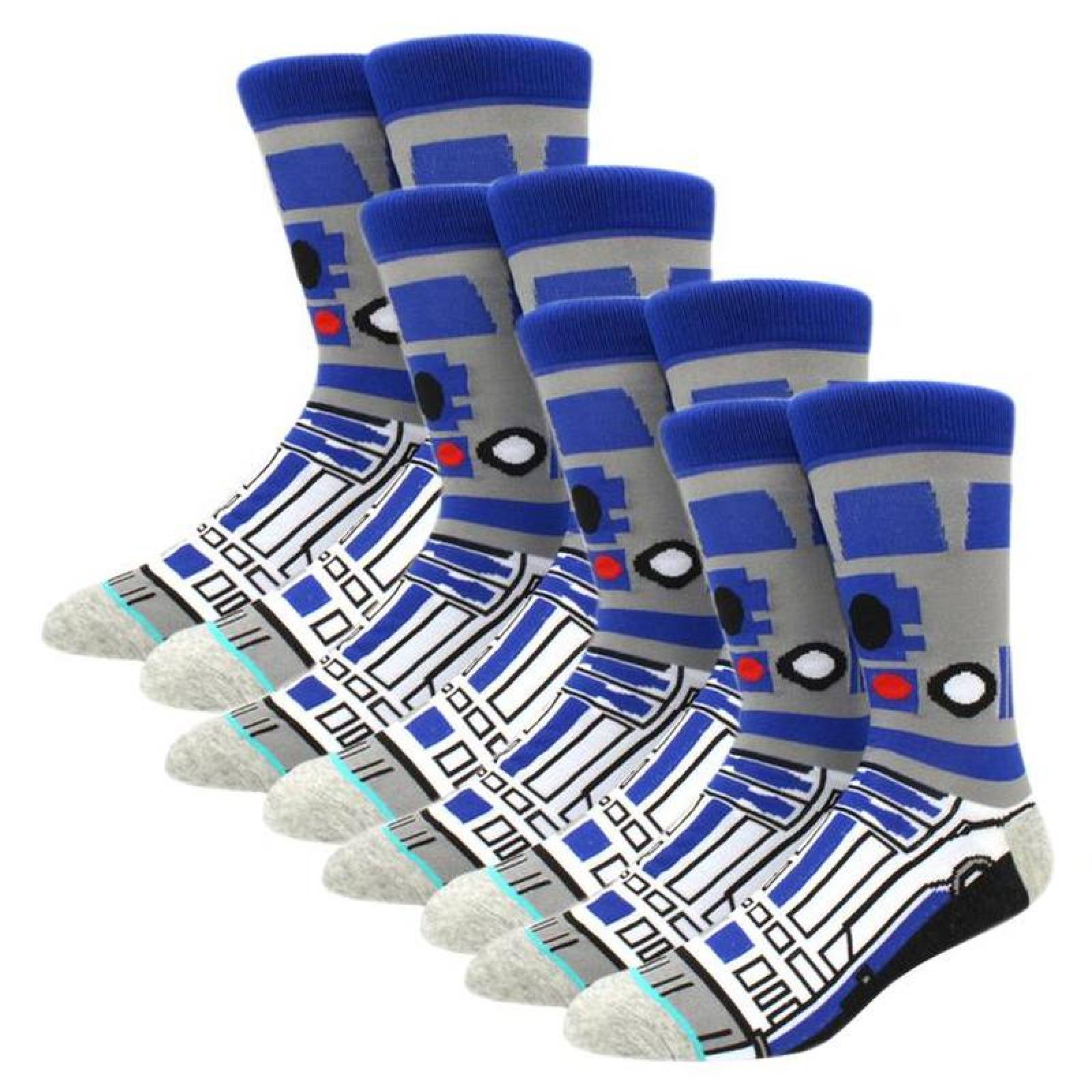 R2D2 Calcetas Largas MXKWS-004-4 4 Pares 6,5-10,5US R2D2 Calcetines Tubo Medio Algodón, SockStarWar07