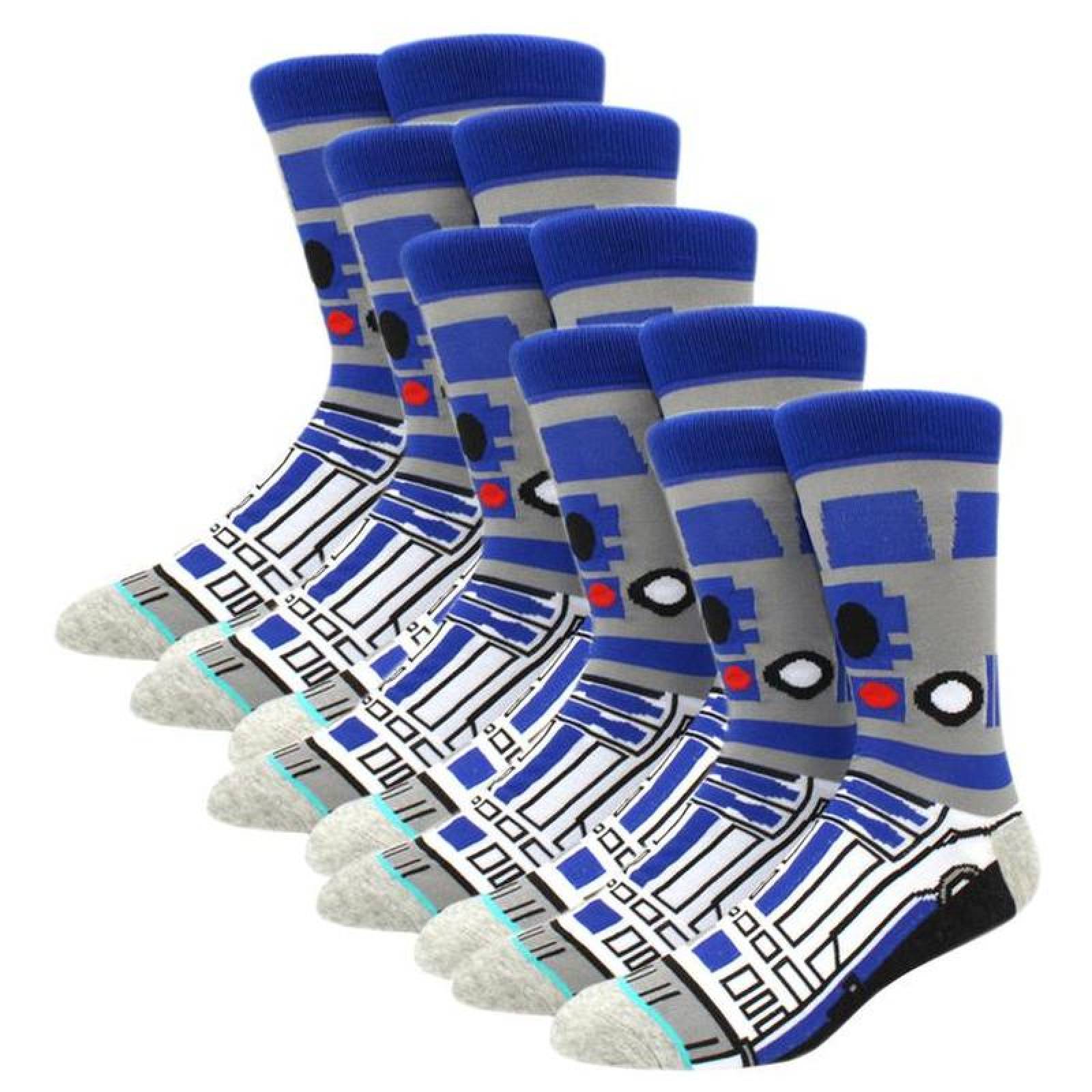 Medias largas de Algodon MXKWS-005-2 5 Pares 6,5-10,5US R2D2 Calcetines Tubo Medio Algodón, SockStarWar07