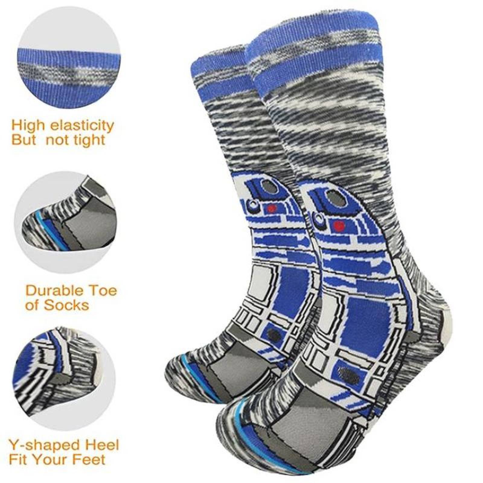 Medias Largas Modernas MXOWK-001-5 1 Par 6,5-10,5US R2D2 Calcetines Tubo Medio Algodón, SockStarWar08