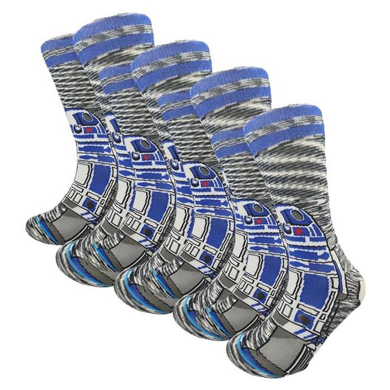 Medias Modernas de Peliculas MXOWK-004-1 4 Pares 6,5-10,5US R2D2 Calcetines Tubo Medio Algodón, SockStarWar08