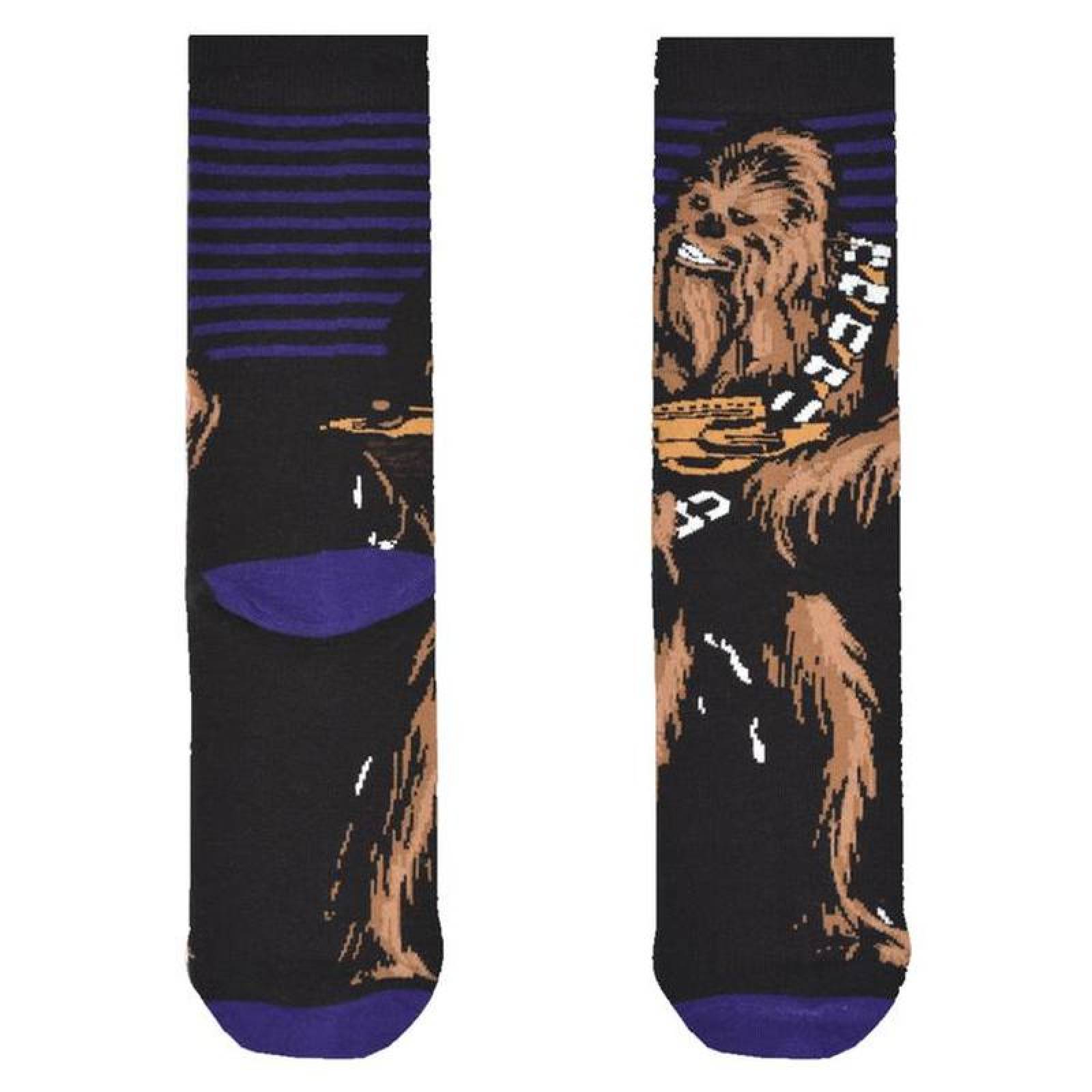 Medias Largas de Figuras Peliculas MXSKW-002-1 2 Pares 6,5-10,5US Chewbacca Calcetines Tubo Medio Algodón, SockStarWar04