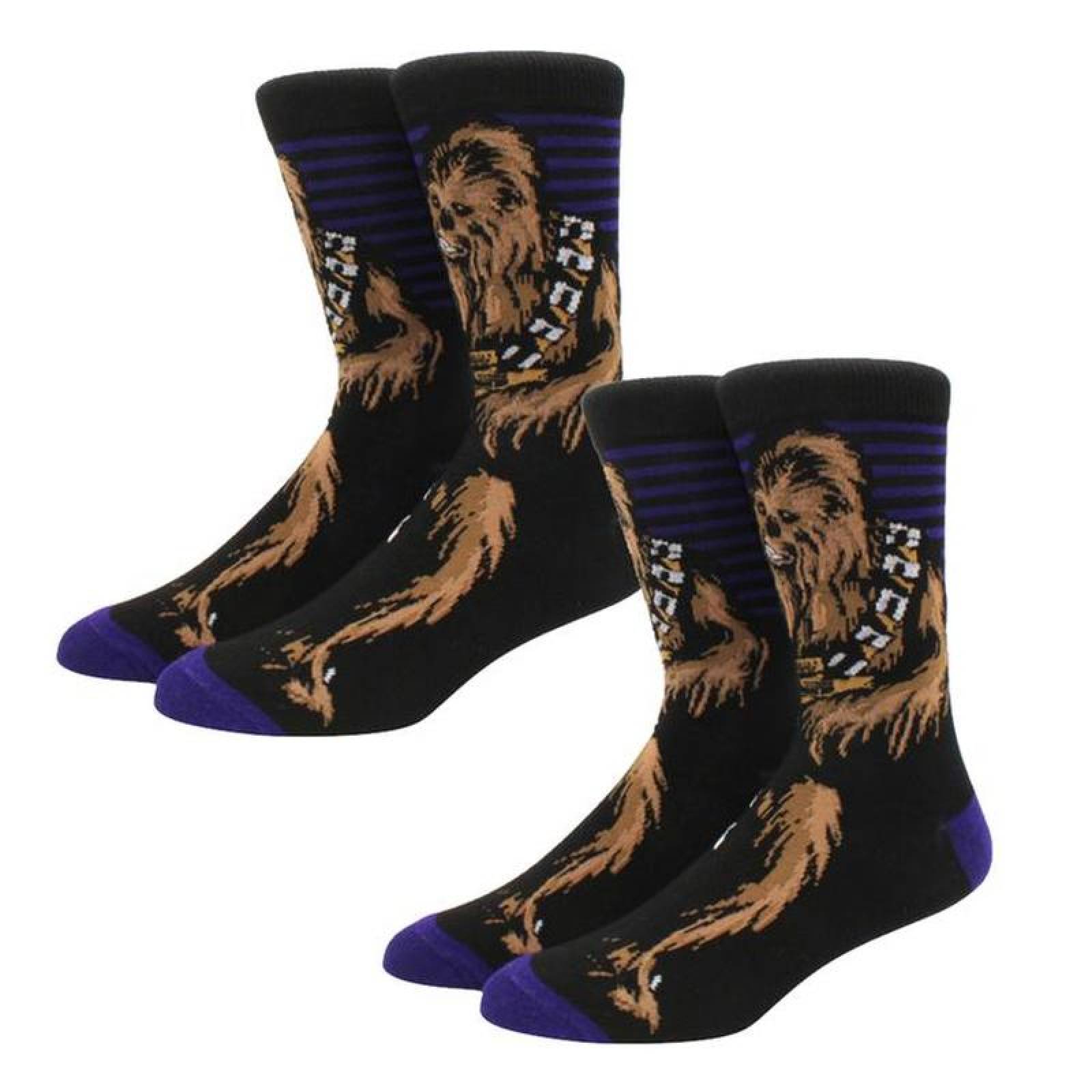Calcetas Largas Chewacca MXSKW-002-6 2 Pares 6,5-10,5US Chewbacca Calcetines Tubo Medio Algodón, SockStarWar04