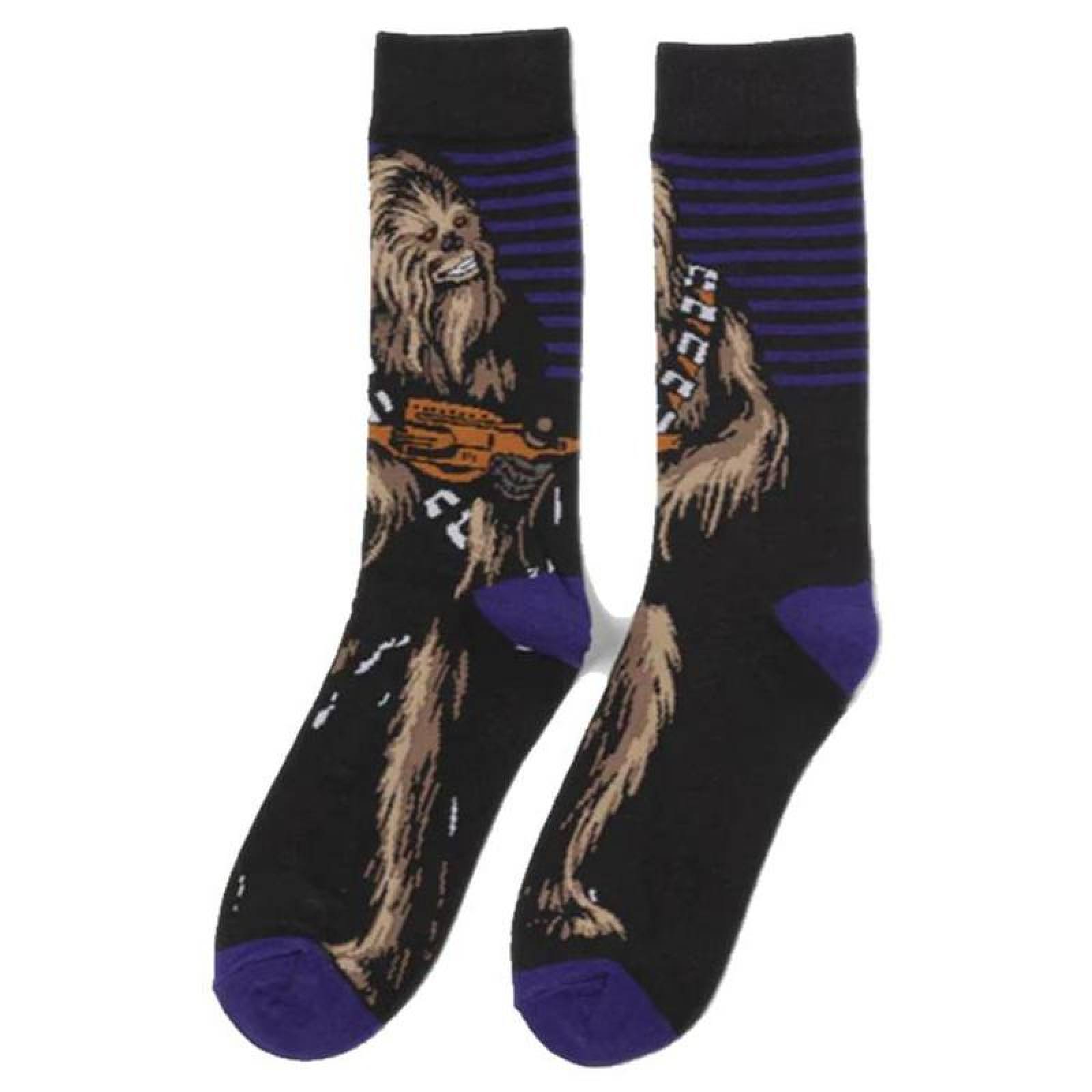 Calcetas Largas Chewacca MXSKW-002-6 2 Pares 6,5-10,5US Chewbacca Calcetines Tubo Medio Algodón, SockStarWar04
