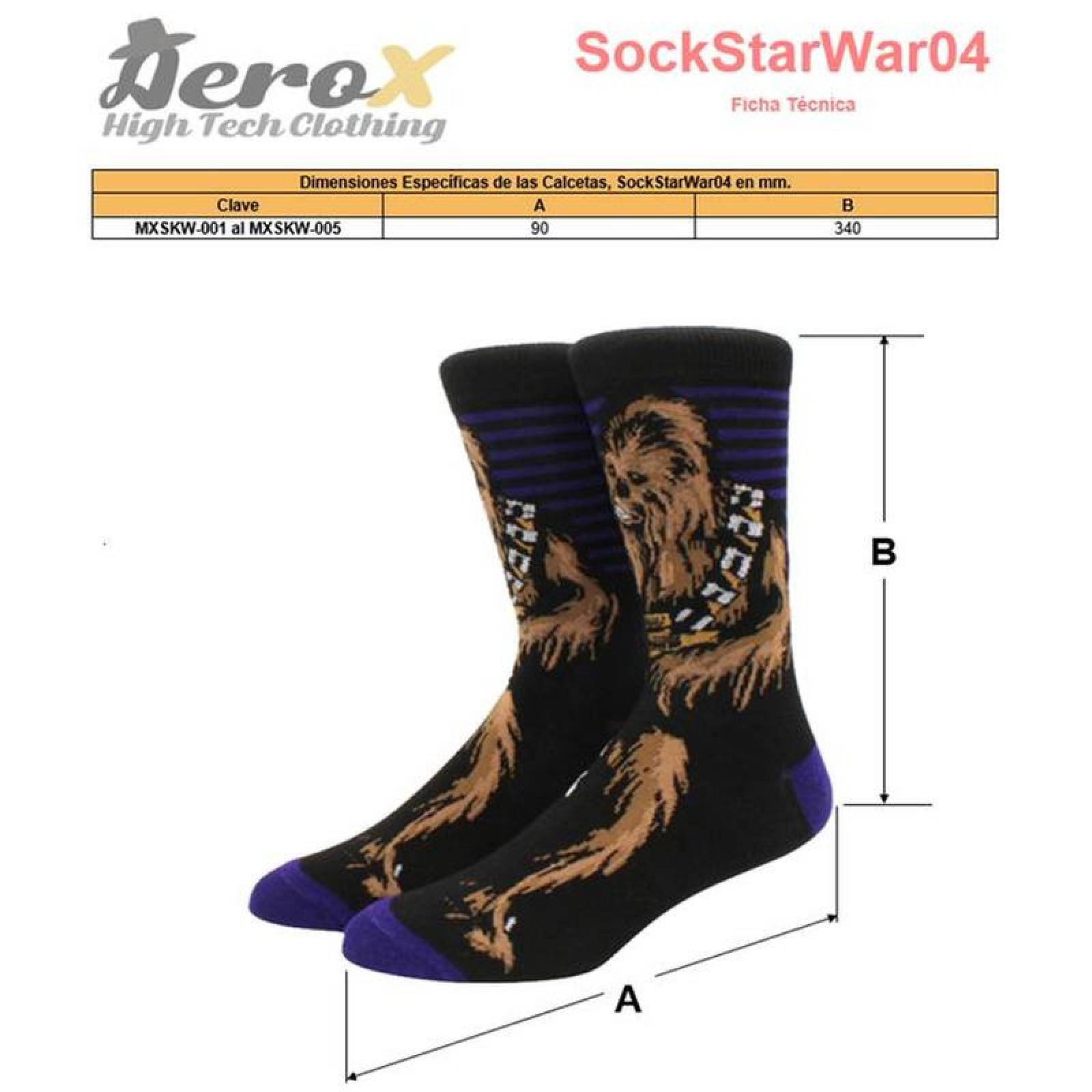 Calcetas Largas Chewacca MXSKW-002-6 2 Pares 6,5-10,5US Chewbacca Calcetines Tubo Medio Algodón, SockStarWar04