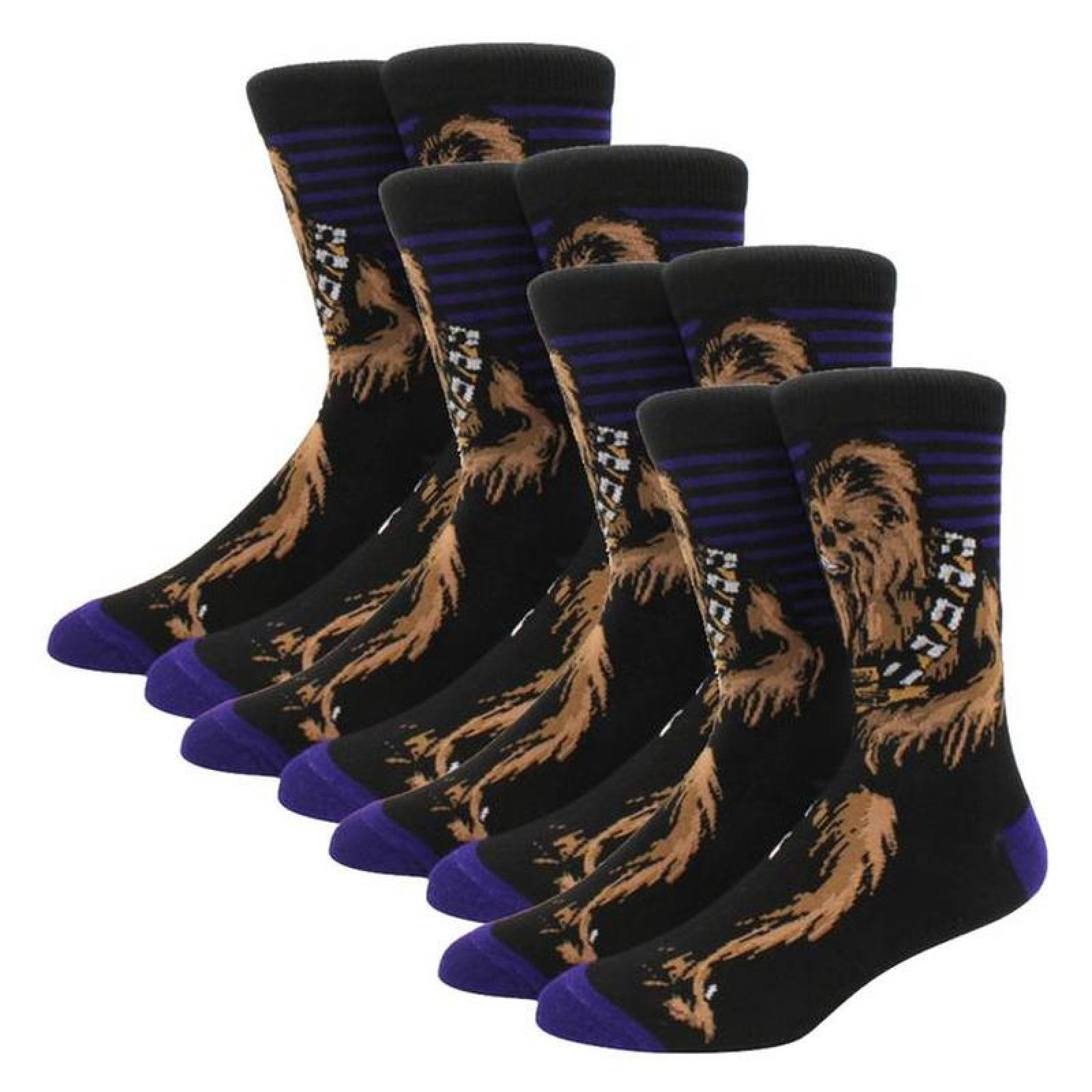 Calcetas de Personajes de Peliculas MXSKW-004-1 4 Pares 6,5-10,5US Chewbacca Calcetines Tubo Medio Algodón, SockStarWar04