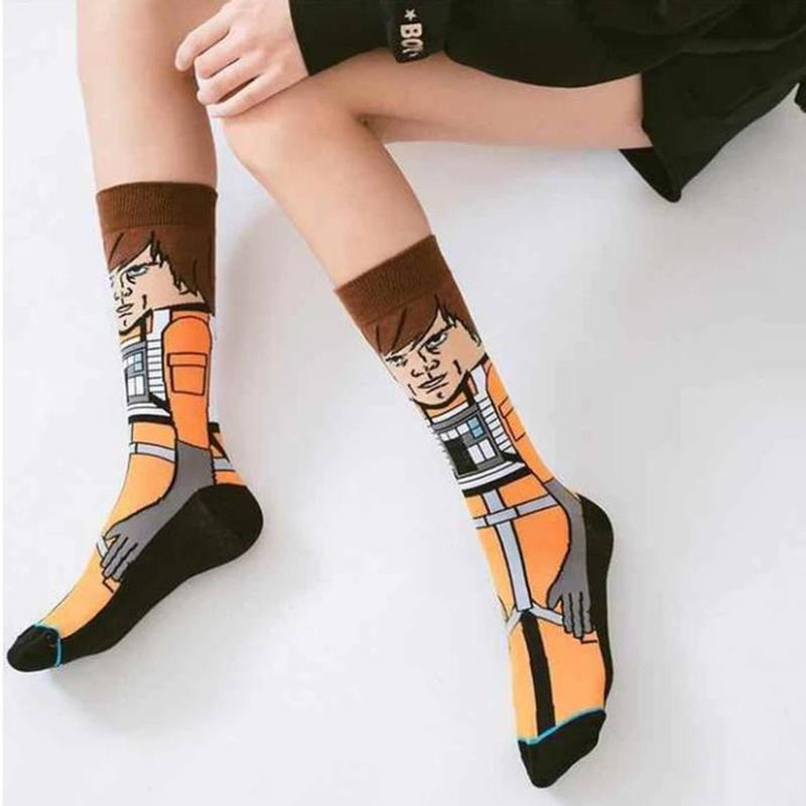 Medias con Diseño de Peliculas MXWKR-002-2 2 Par 6,5-10,5US Luxe Skywalker Calcetines Tubo Medio Algodón, SockStarWar10