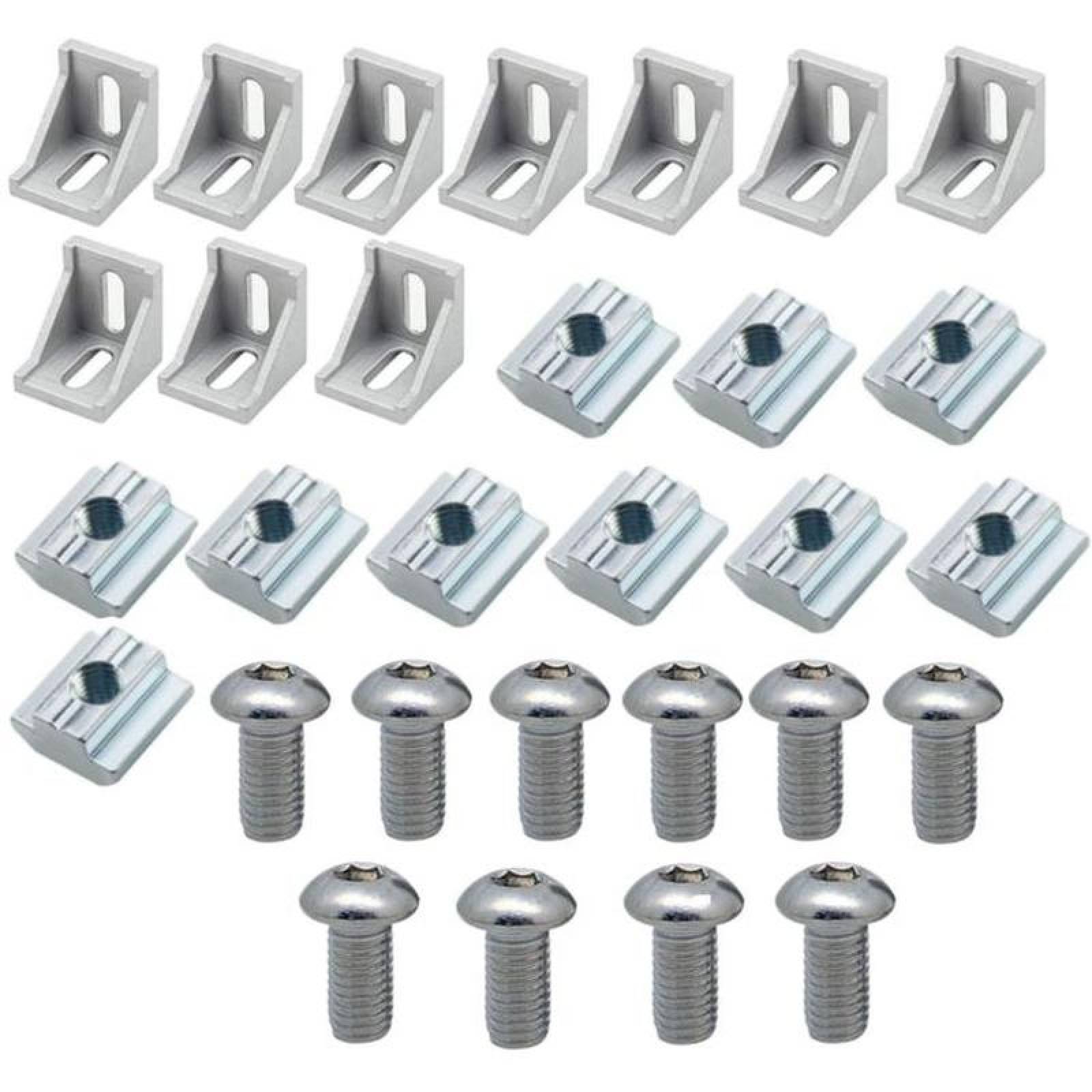 Tornillo de Acero Inoxidable MXKTP-002-2 10 Juegos para Perfil 2020 10x Esquineros 10x Tornillos M5x8mm 10x Tuercas T M5, KitCryp