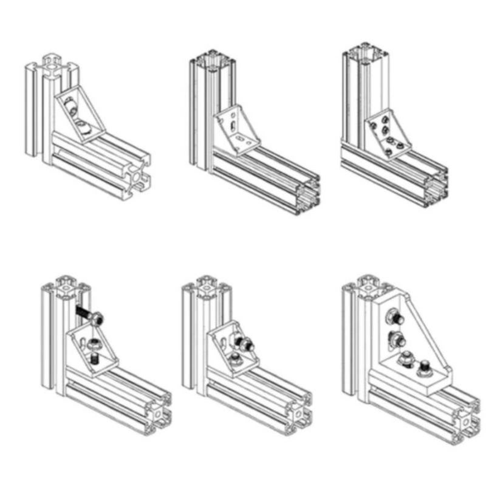 Set de Tuercas para Impresoras 3D MXKTP-004-4 20 Juegos para Perfil 2020 20x Esquineros 20x Tornillos M5x8mm 20x Tuercas T M5, KitCryp