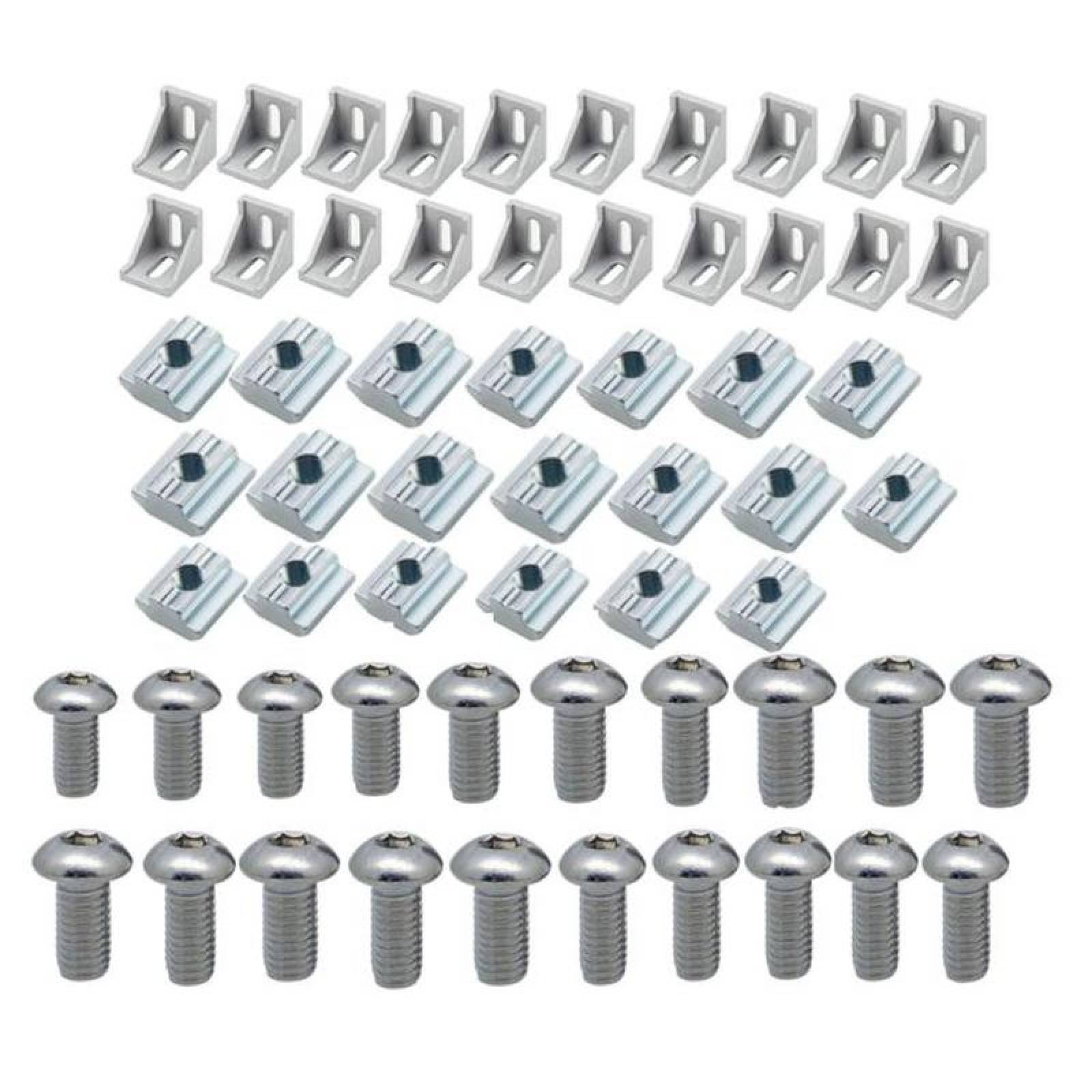 Set de Tuercas de Aluminio MXKTP-004-5 20 Juegos para Perfil 2020 20x Esquineros 20x Tornillos M5x8mm 20x Tuercas T M5, KitCryp
